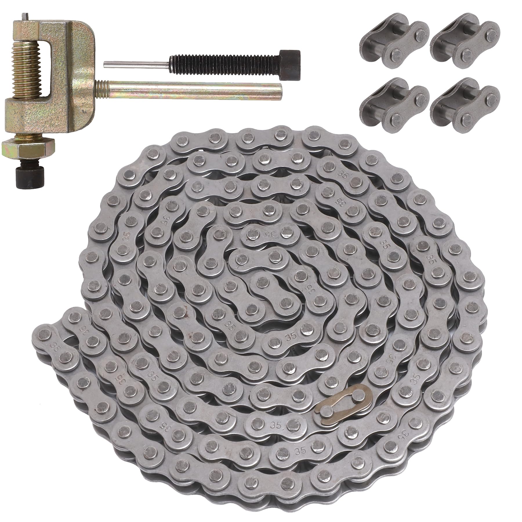 PLAXNS 35 Roller Chain 140 Link+ Chain Breaker, fit for Coleman CT200U CC100x Baja Doodle Bug Blitz Dirt Bug Racer Motor Sports 