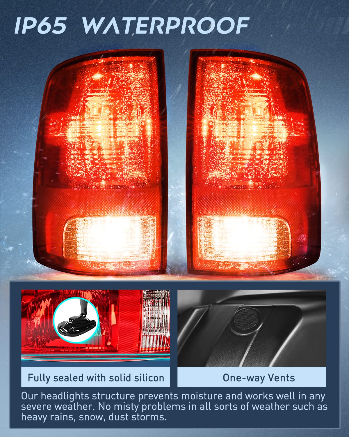 Nilight Taillight Assembly for 2009 2010 2011 2012 2013 2014 2015 2016 2017 2018 Dodge Ram 1500 2500 3500 Rear Lamp Replacement