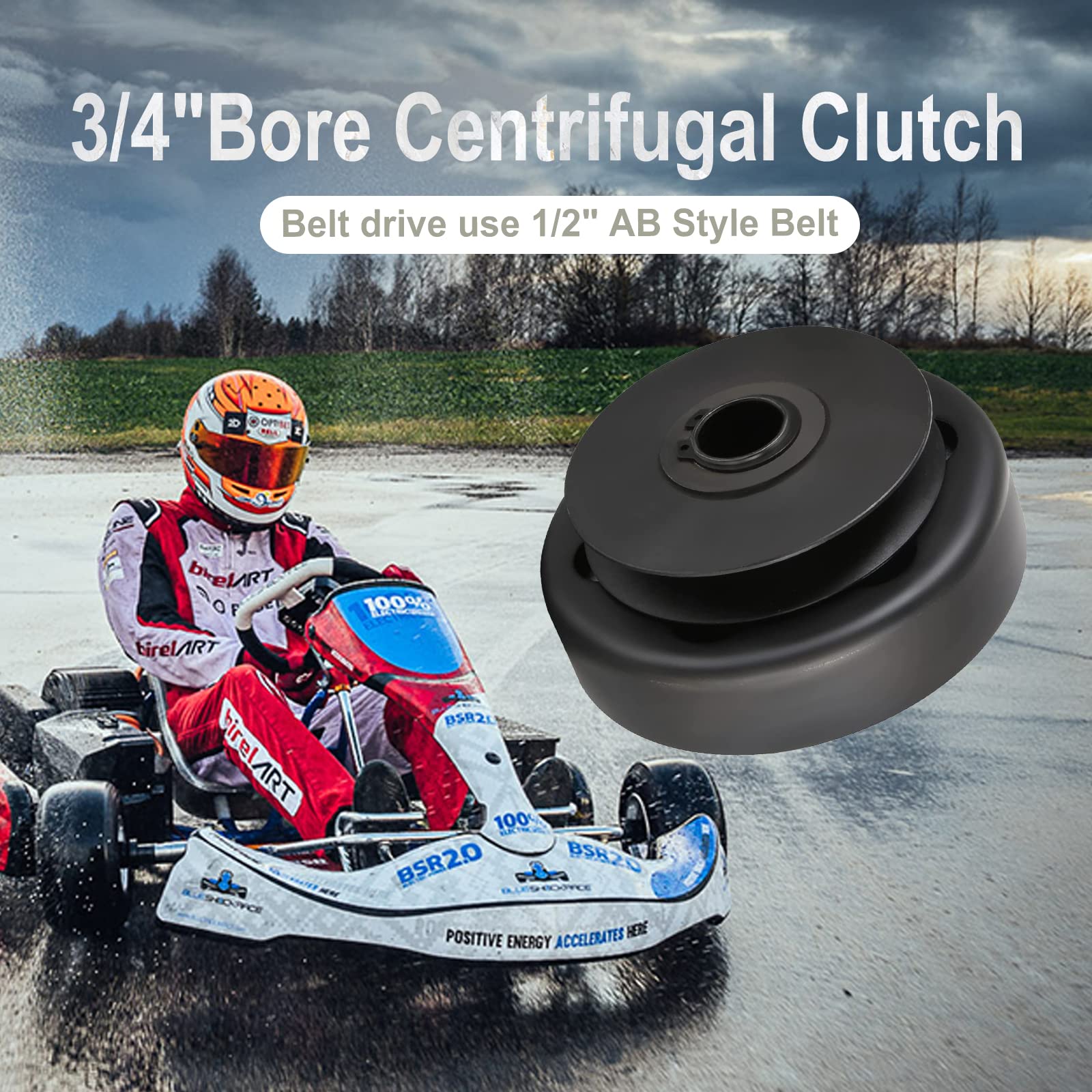 Batoneco Centrifugal Go Kart Clutch 3/4'' Bore For 1/2'' Ab Style Belt Compatible With Carter Go Karts Mini Bikes Wood Chippers