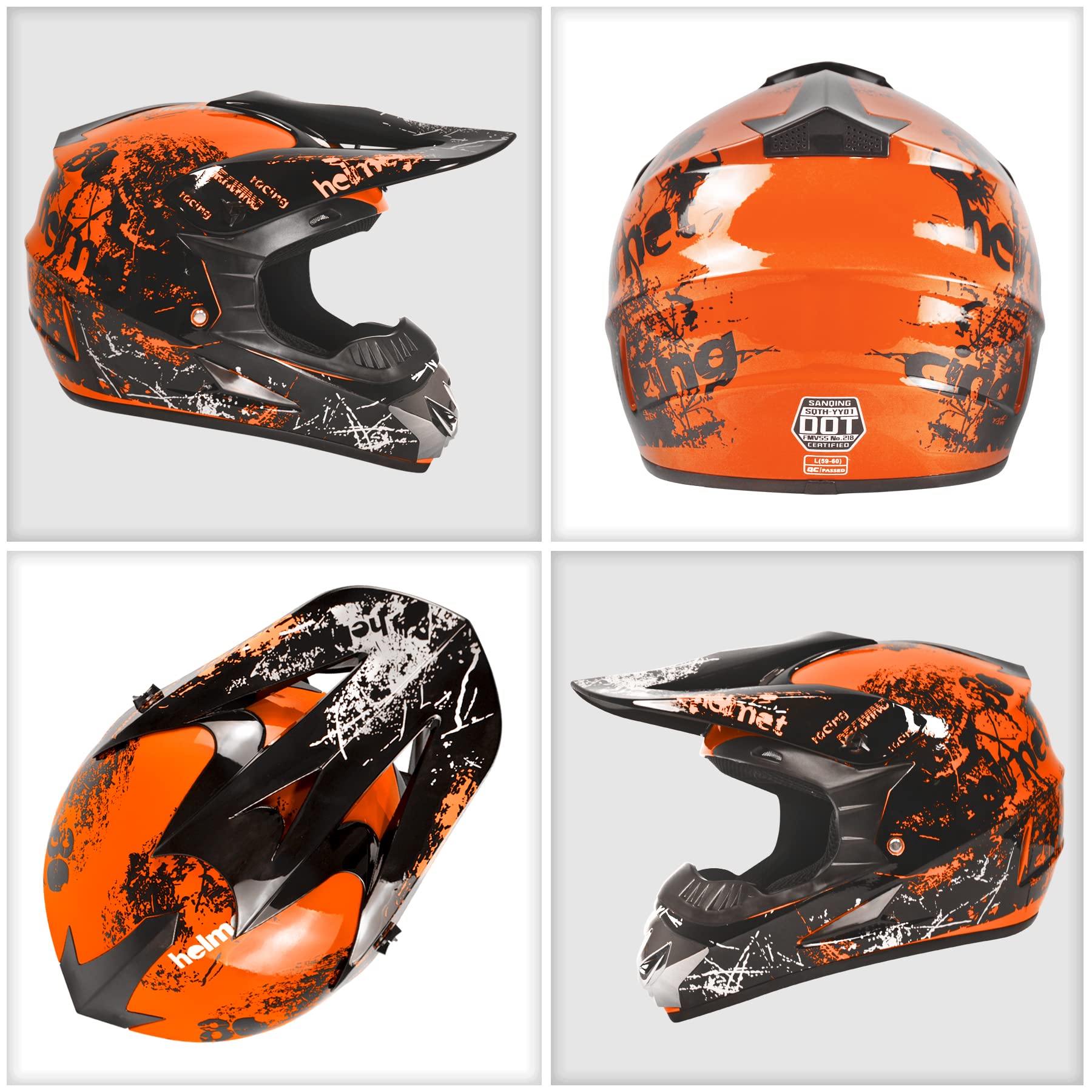 Dirt Bike Helmets Youth Motocross, Motorcycle, Bmx, Atv, Off-Road, Four Wheeler, Adult Moutain Bike Helmets Dot Approved (Goggle