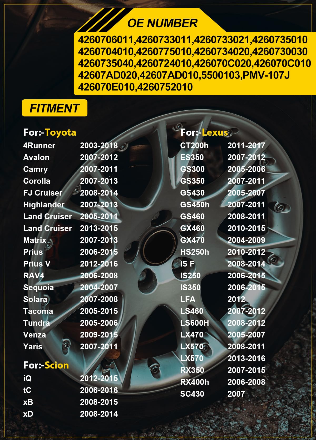 YZHIDIANF 4260706011 Programed TPMS Sensors for:-Toyota Camry for:-RAV4 Corolla Tacoma 4Runner Highlander, for:-Lexus ES350 GS30