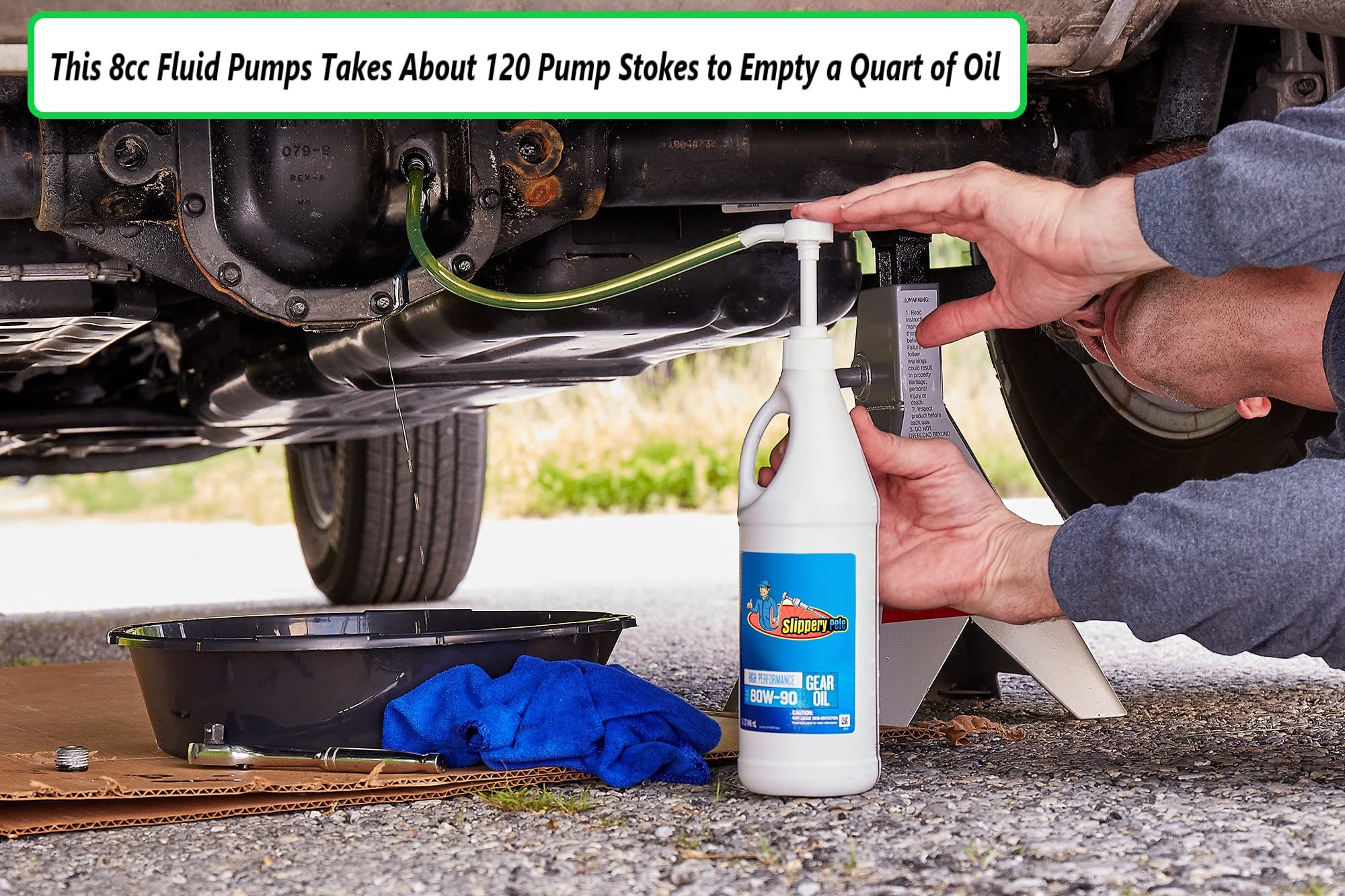 Slippery Pete - Fluid Pump For Standard Quart Bottles - 8Cc Per Pump Stroke And 3Rd Hand Adapter, Transfer Gear Oil, Transmissio