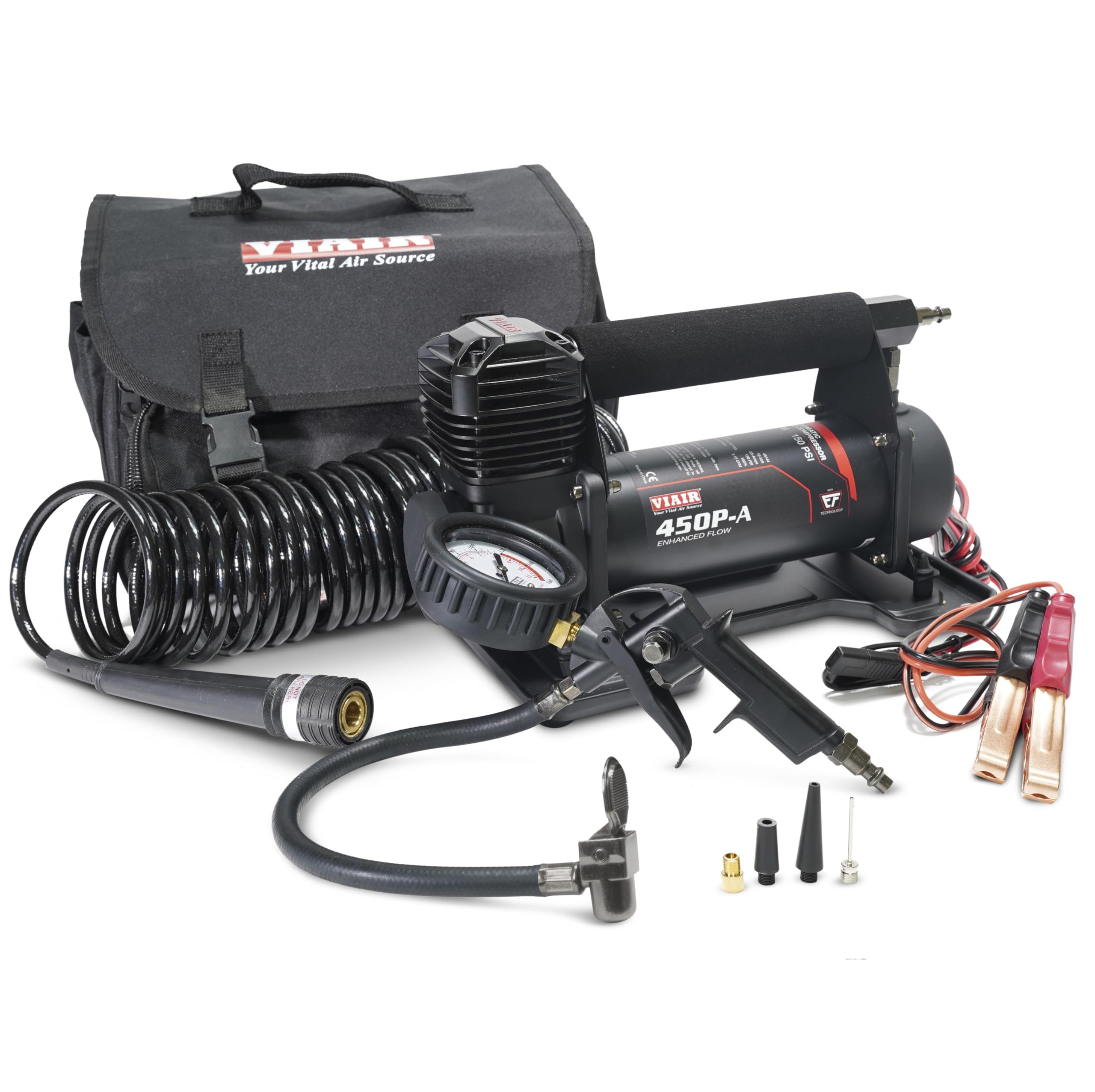 Viair 450P-A Ef Enhanced Flow - 45144 Tire Inflator Portable Air Compressor For Truck & Suv | 100% Duty Cycle @ 100 Psi | 12V Ti