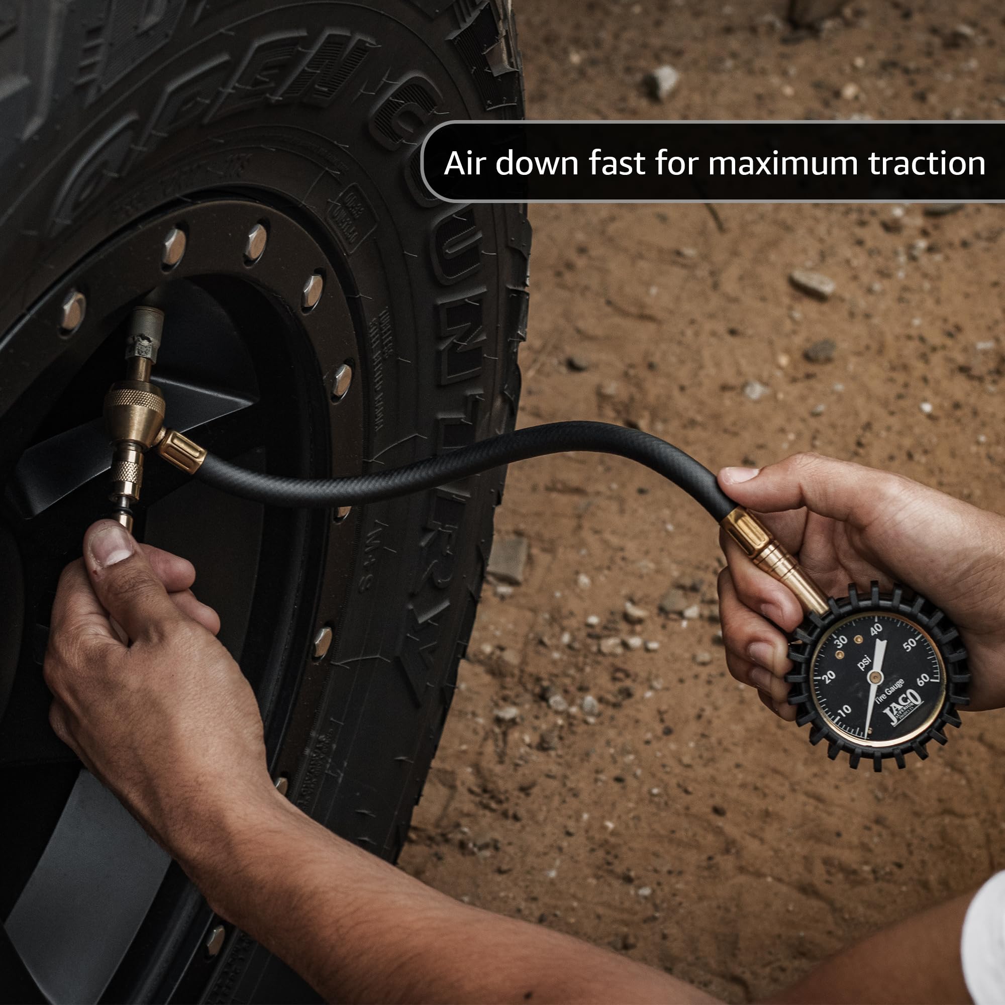 Jaco Rapidflow Tire Deflator With Gauge (0-60 Psi) | Rapid 4X4 Off Road Air Down Kit