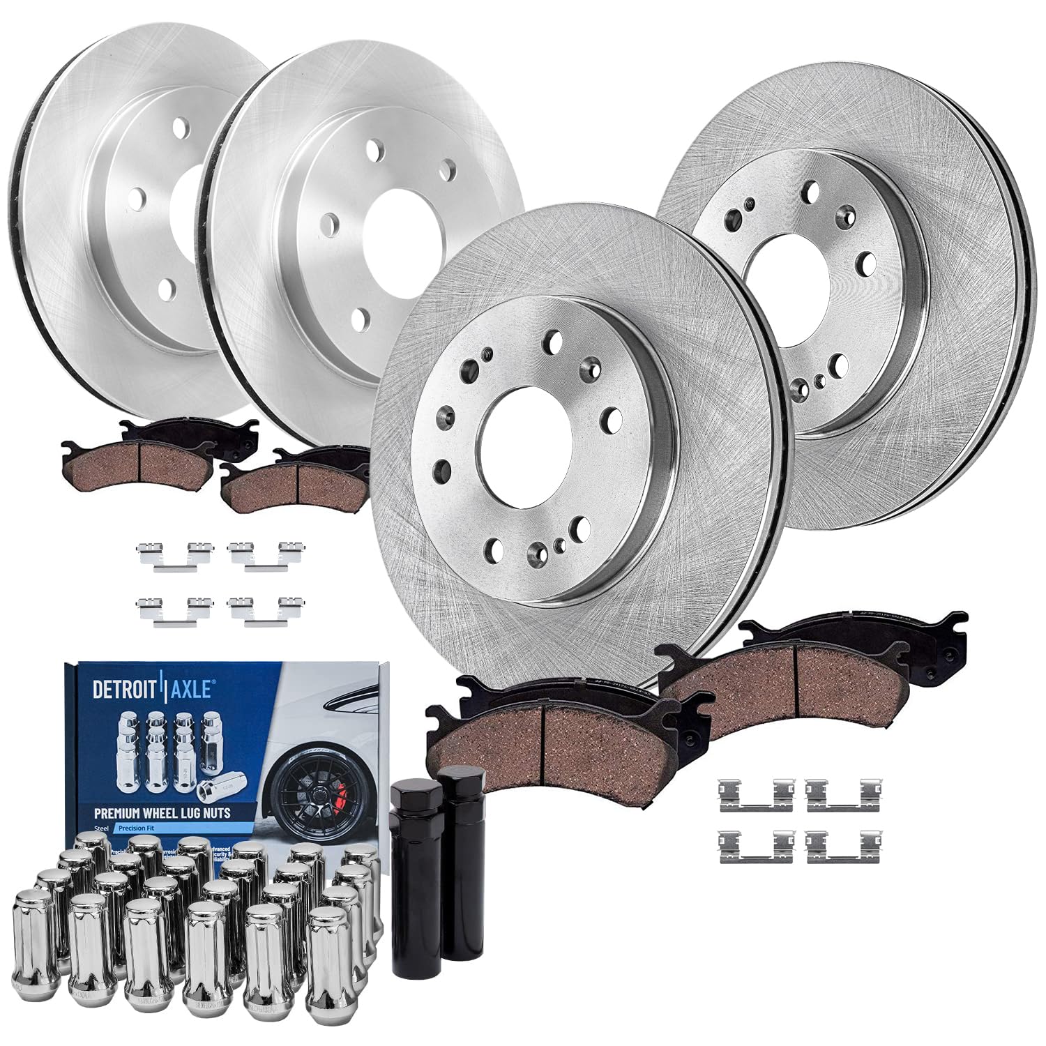 Detroit Axle - Brake Kit for Silverado Suburban Sierra Yukon XL 1500 Chevy Avalanche Tahoe GMC Yukon [6-Lug], Front and Rear Dis