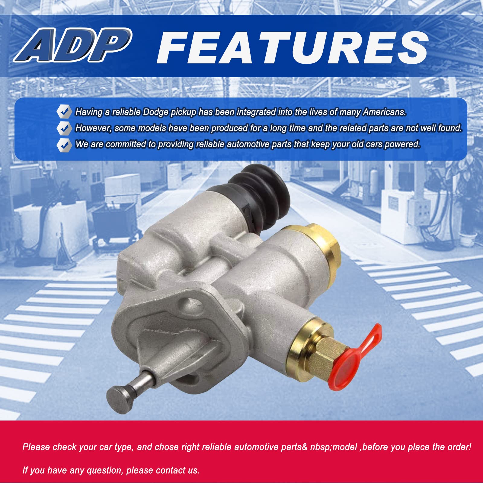 ADP Diesel Fuel Lift Pump for Dodge Ram 6CT, Model 3936316, Replacement Electric Pump for Cummins 5.9L, 1994-1998 RAM 2500