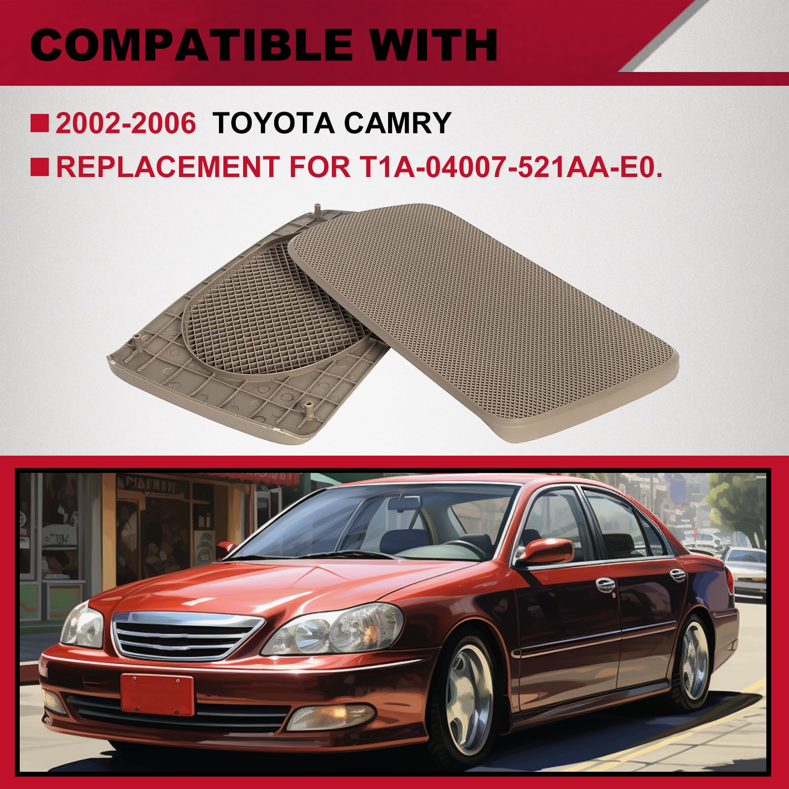 Hecasa Replacement Rear Speaker Grille Covers Compatible With 2002-2006 Toyota Camry Pair For Left And Right Side Beige Replacem