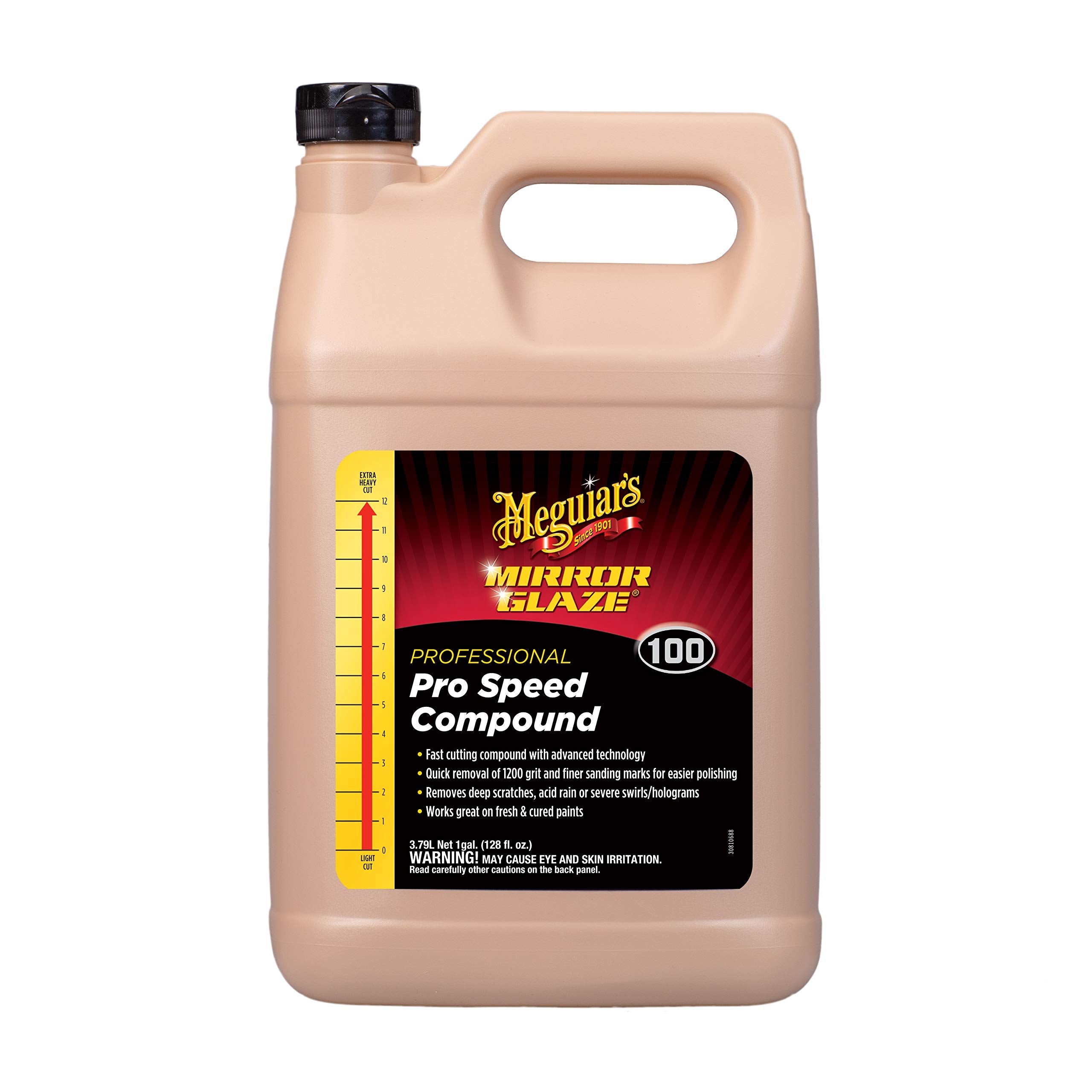 Meguiars M10001 Mirror Glaze Pro Speed Compound - Removes Deep Scratches & Severe Swirl - 1 Gallon Container (Packaging May Var
