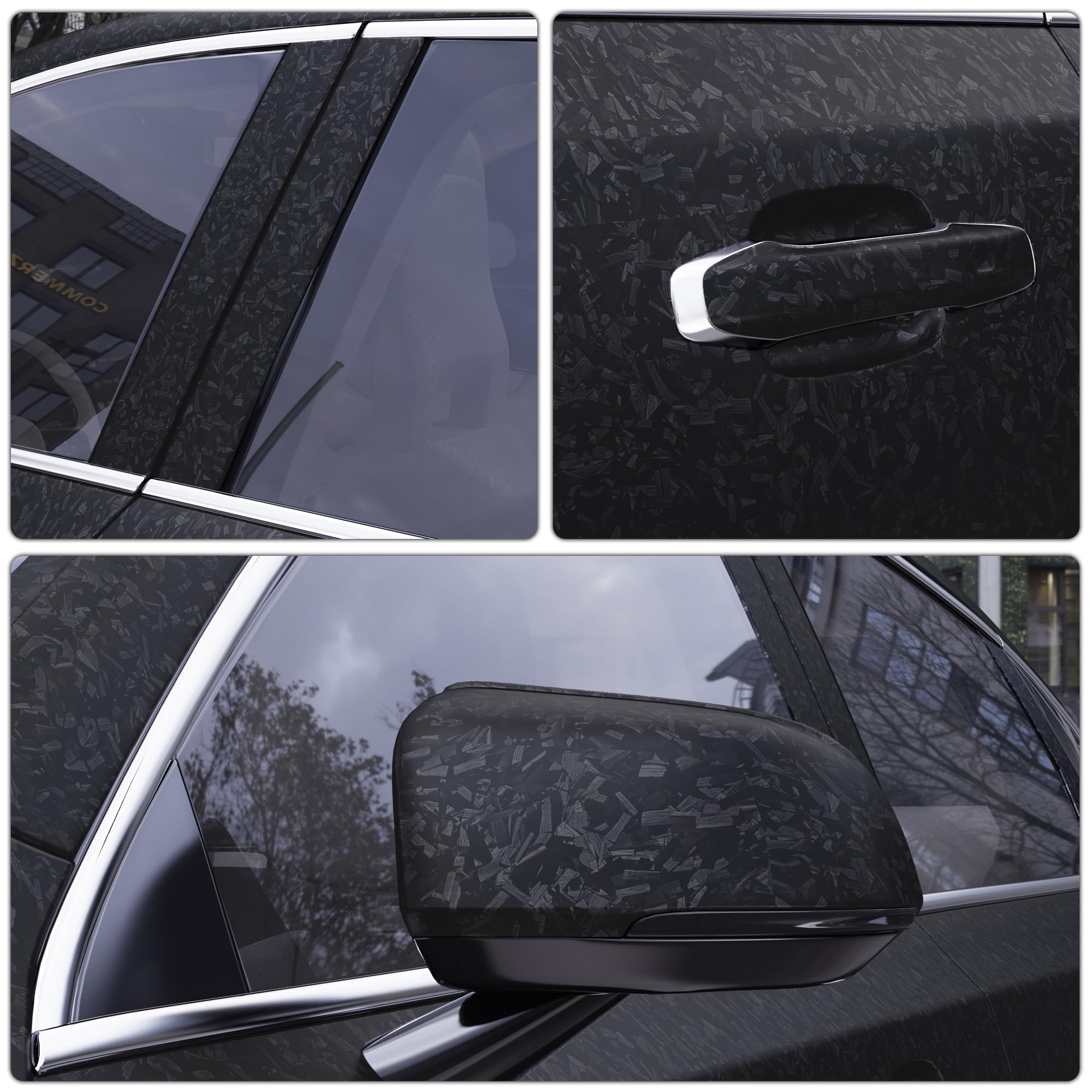 Lypumso Matte Black Carbon Fiber Vinyl Wrap Roll, 1ft x 5ft, Anti-Wrinkle, Bubble Free, Self-Adhesive Car Sticker, Model CT-camo