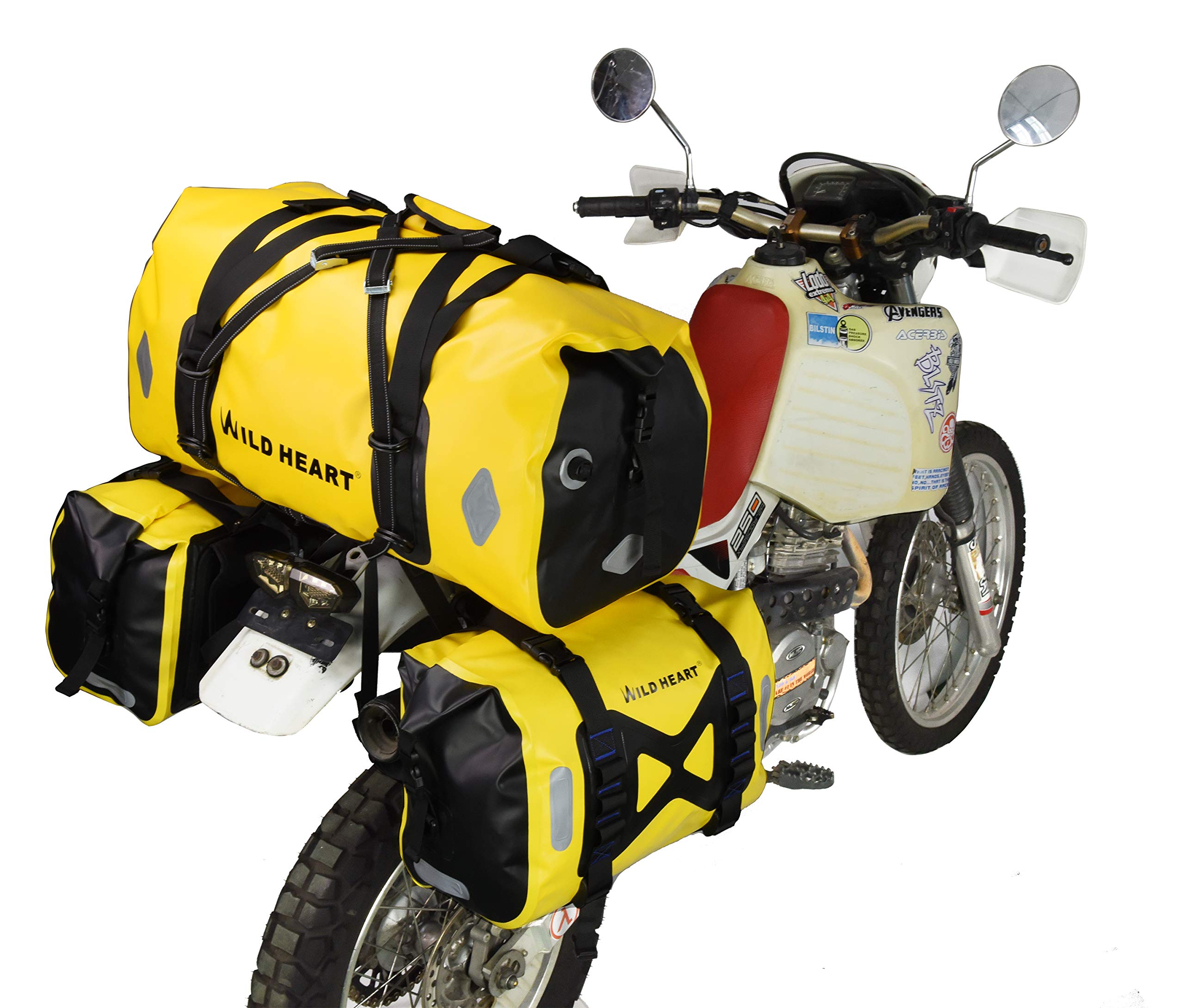 WILD HEART 50L Waterproof Motorcycle Saddlebag - Yellow PVC Tank Bag, Model WF-057Y