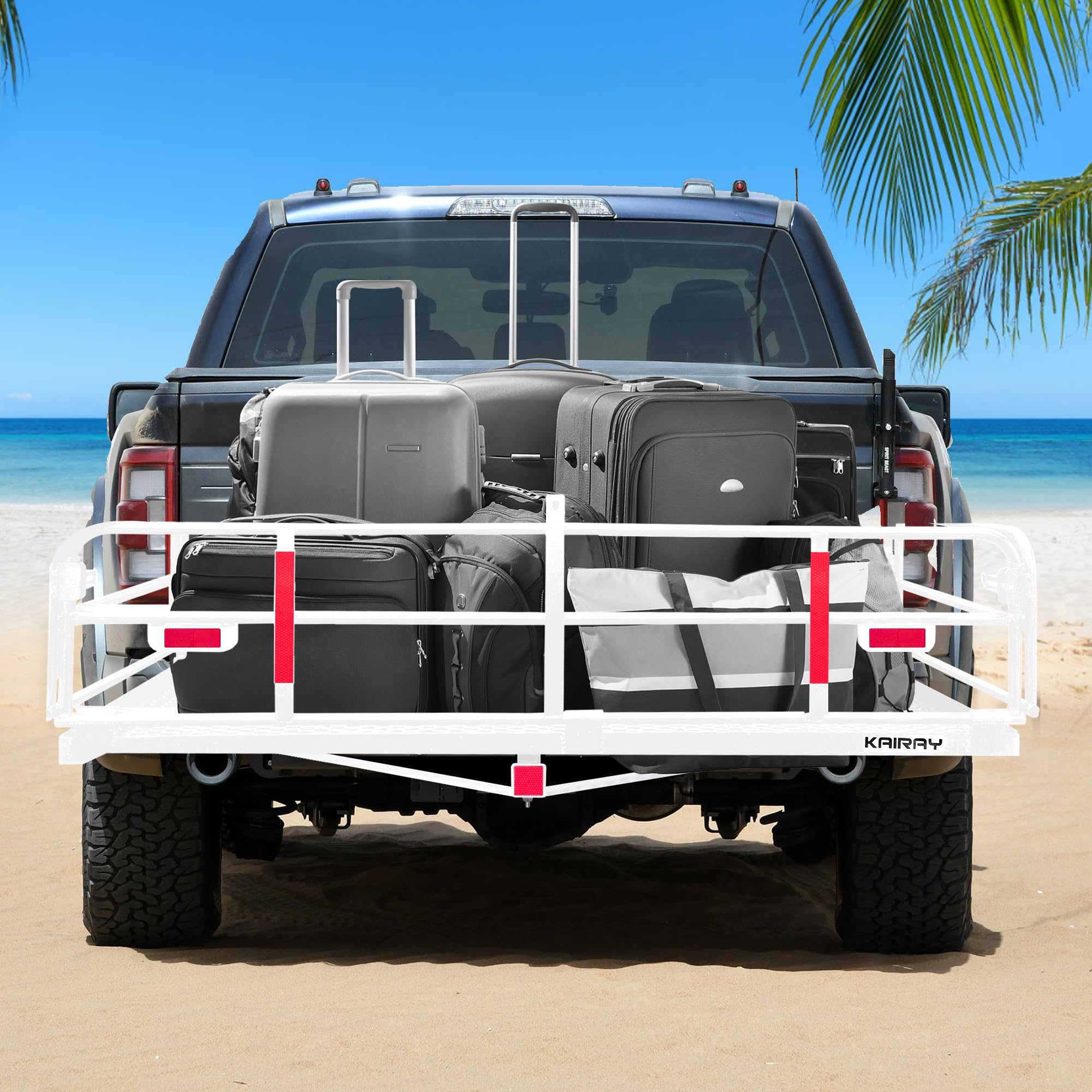 Kairay 500 Lbs Heavy Duty Hitch Mount Cargo Carrier 60'' X 24'' X 14.4'' Folding Cargo Rack Rear Luggage Basket Fits 2'' Receive