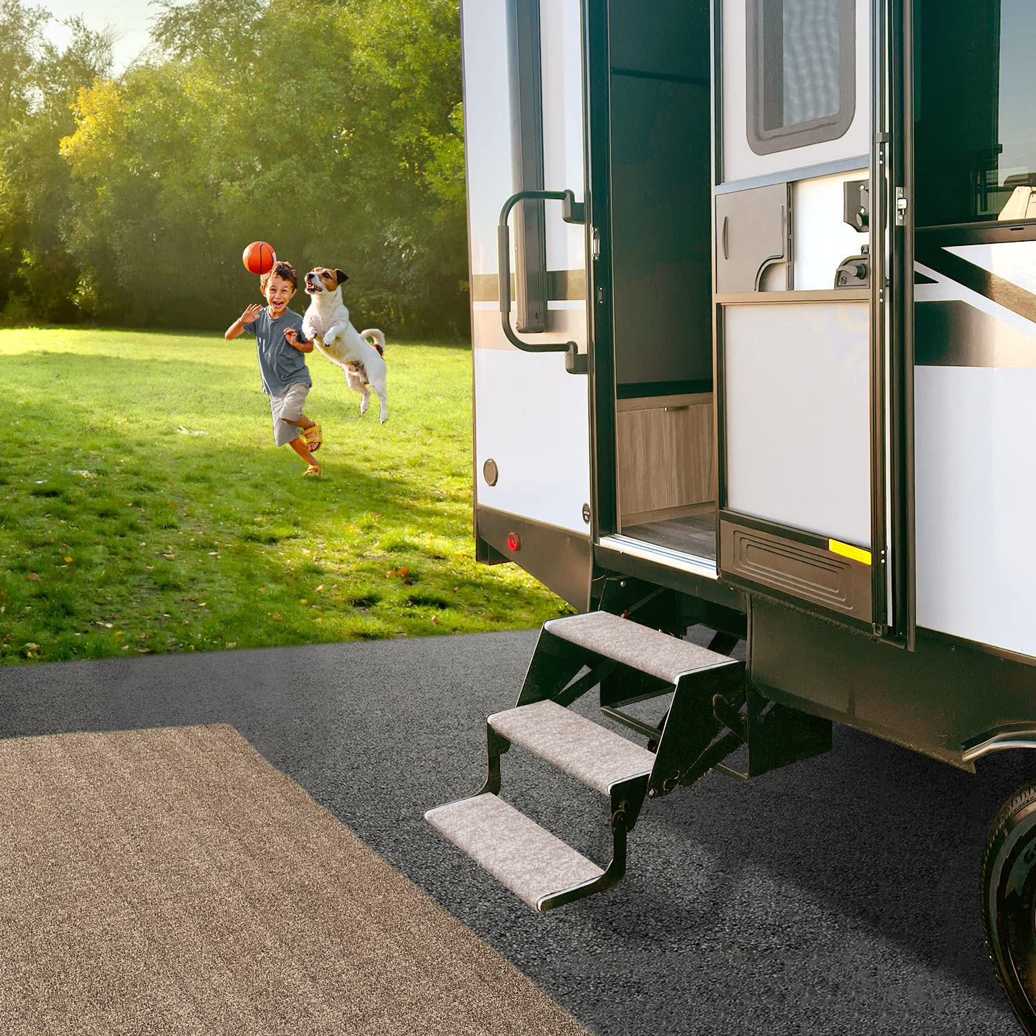 Prest-O-Fit 2-0351 Outrigger Rv Step Rug Walnut Brown 23 In. Wide