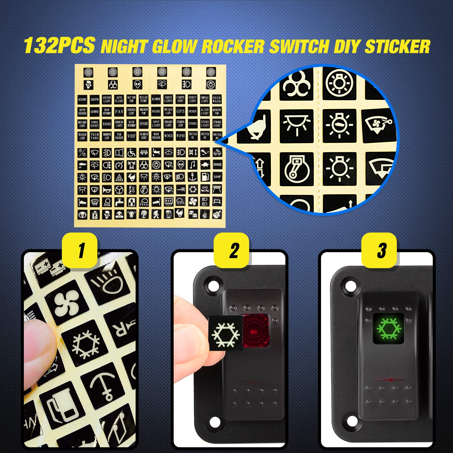 Nilight 5 Gang Rocker Switch Panel 5Pin On Off Toggle Switch Aluminum Holder 12V 24V Dash Pre-Wired Red Backlit Switches For Aut