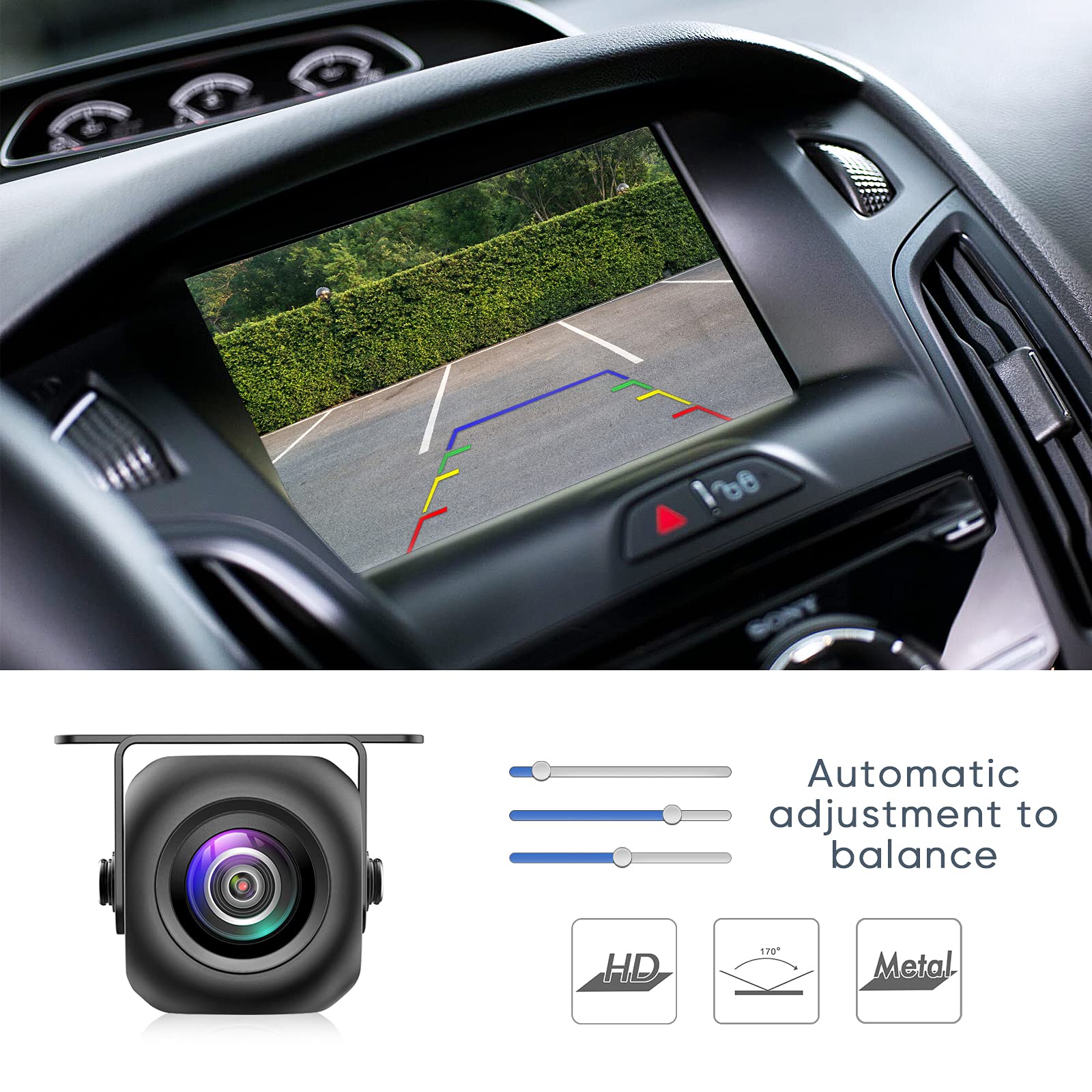 Pixelman Pmd2A Backup Camera, Upgrade Hd Metal 170 Degree Wide Angle Rear View Reversing Camera,Super Night Vision Ip69 Waterpro