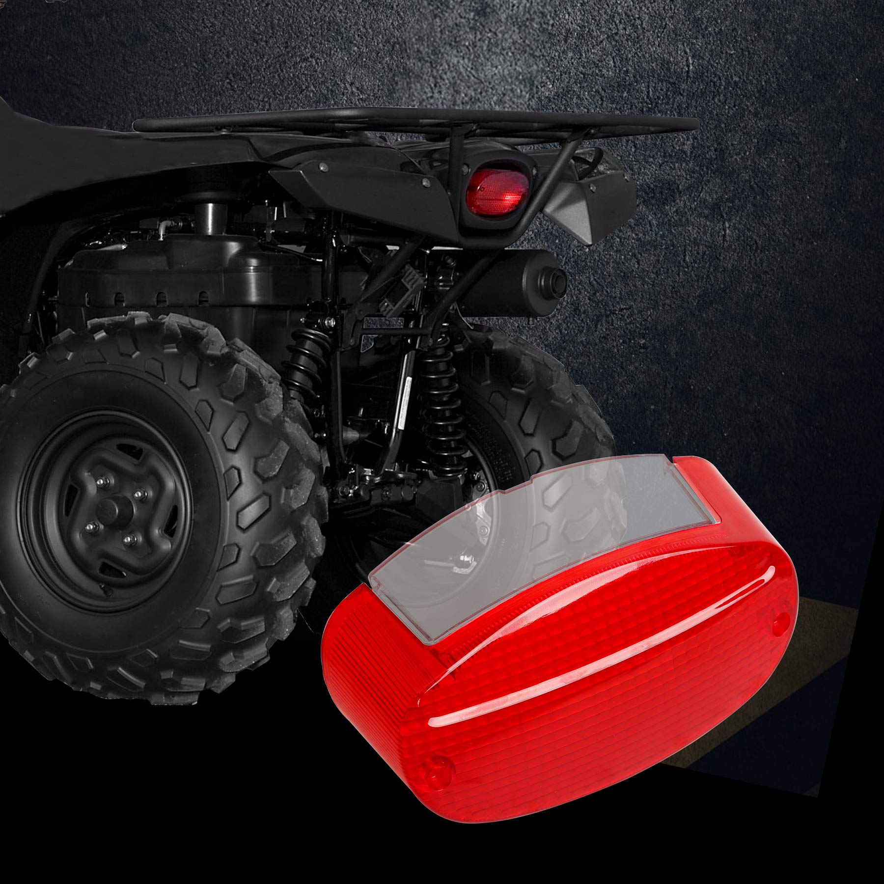 Nthreeauto Red Tail Light Lens Cover Rear Taillights Lenses Compatible With Kawasaki Vulcan 500 1996-2009, Brute Force 650 2006-