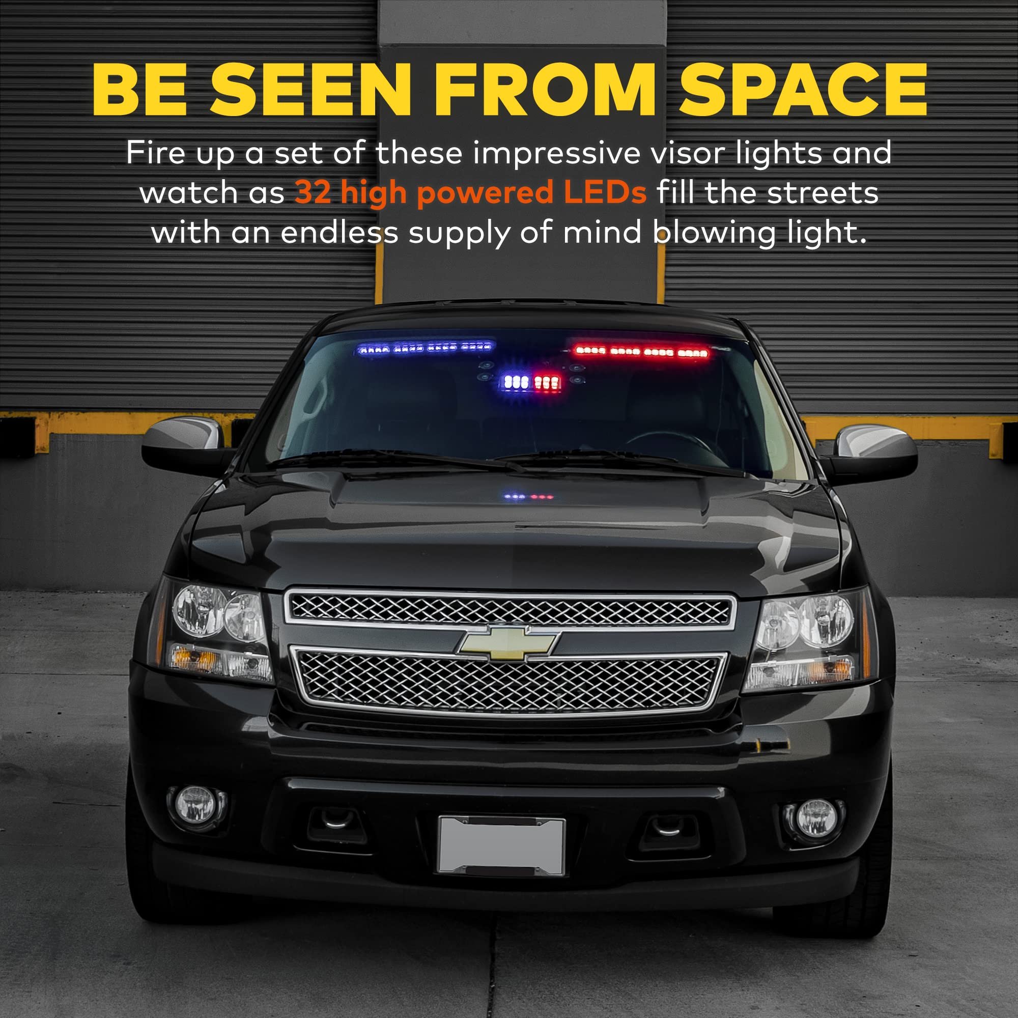 LAMPHUS SolarBlast 48W Amber LED Warning Strobe Light Bar - 48 Flash Modes, Plug-N-Play, Universal Fit for Truck Vehicles