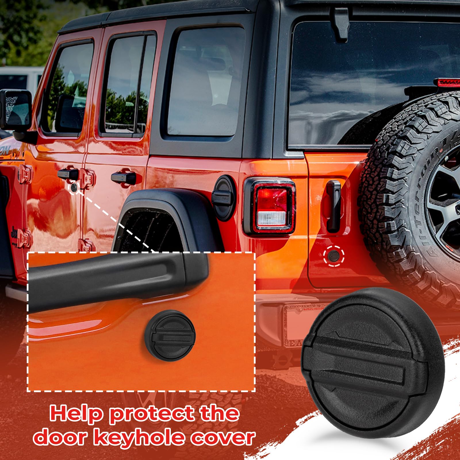 CALBEAU Keyhole Covers for 2018-2024 Jeep Wrangler JL and Gladiator JT Front Door, Magnetic Keyhole Protection Accessories for D