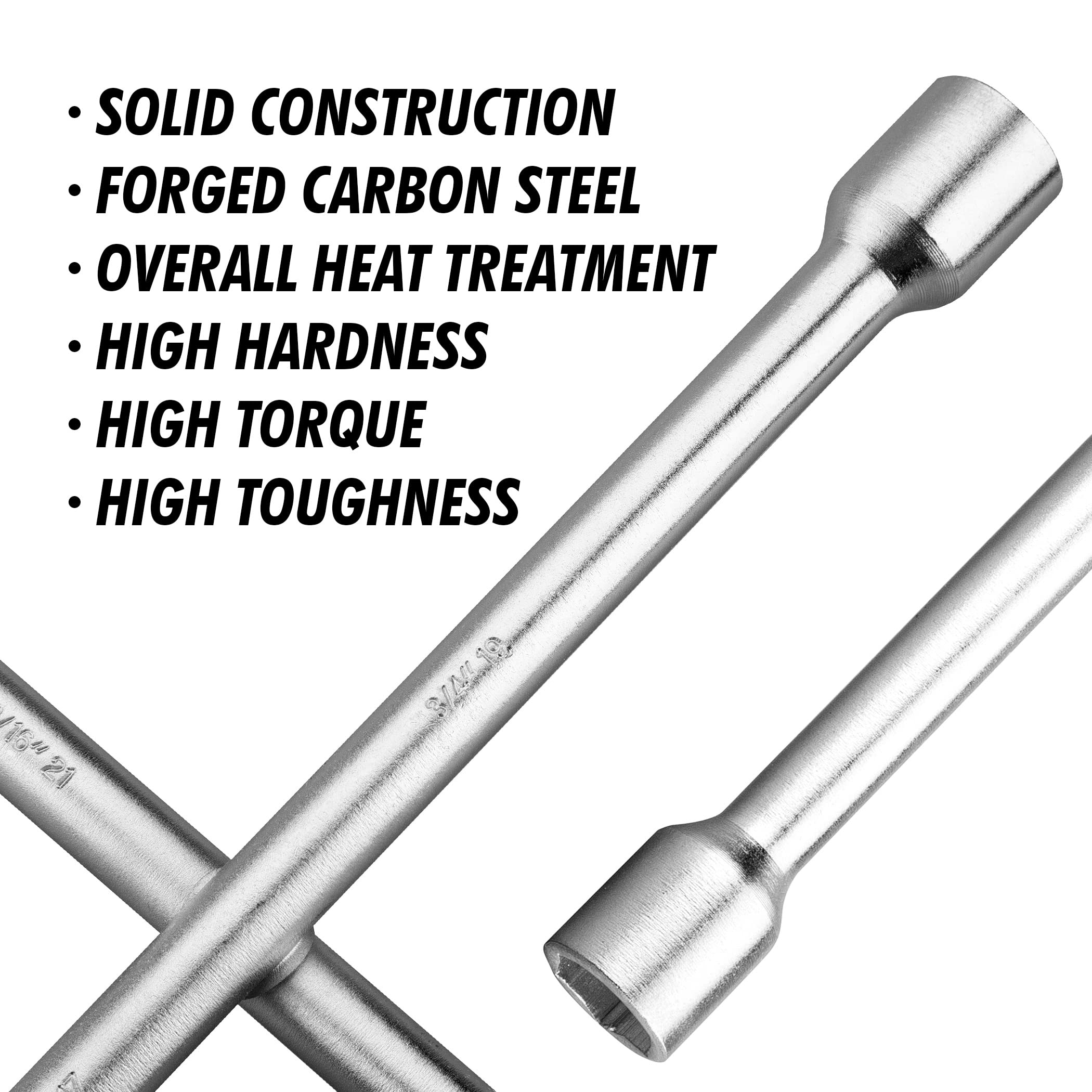 CARTMAN 14" Heavy Duty Lug Wrench - Chrome Carbon Steel 4 Way Tire Iron, Model 10