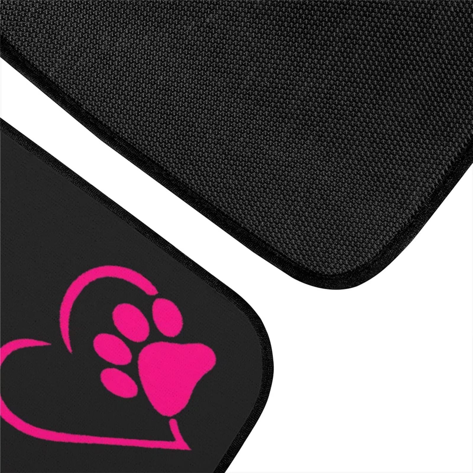 Suhoaziia Dog Paw Heart Pink Car Floor Mats, Front Rear Floor Liner with Anti-Slip Rubber Backing Full Set of 4, All Weather Pro