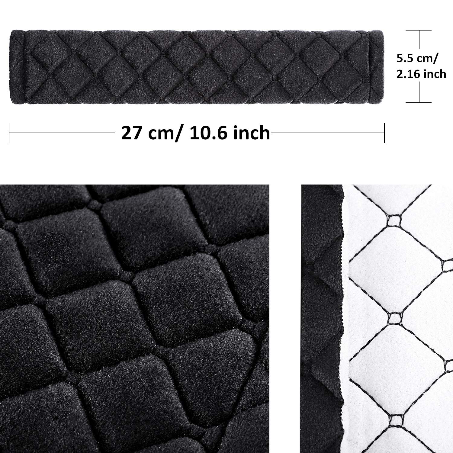 Tatuo 4 Pack Extra Long Seat Belt Covers, 10.6 Inch Soft Black Shoulder Pads for Cars, Model Tatuo-Seatbelt-01