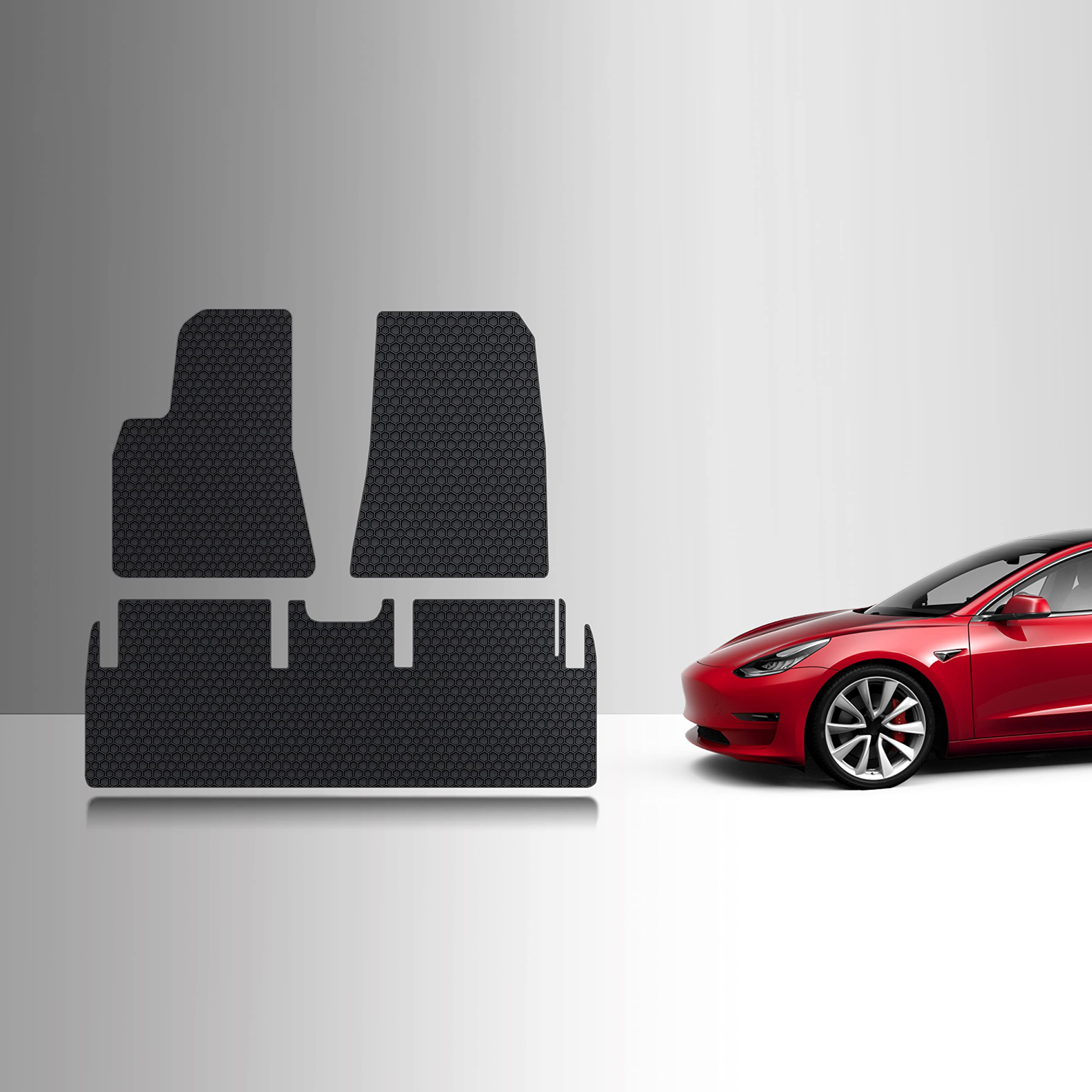 Toughpro Floor Mats Accessories Set (Front Row + 2Nd Row) For Tesla Model 3 All Weather Heavy Duty (Made In Usa) Black Rubber Ma