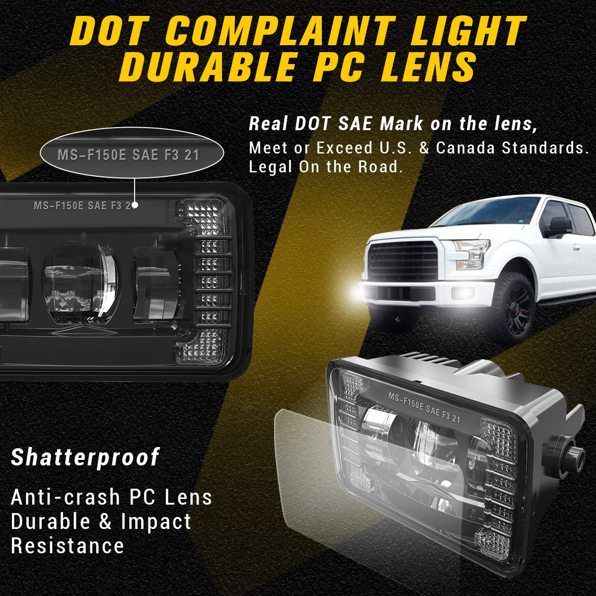 Z-OFFROAD LED Fog Lights Assembly DOT Approved for Ford F150 2015-2020, White DRL, Black, Model SJ-F150CE-024, 1 Pair