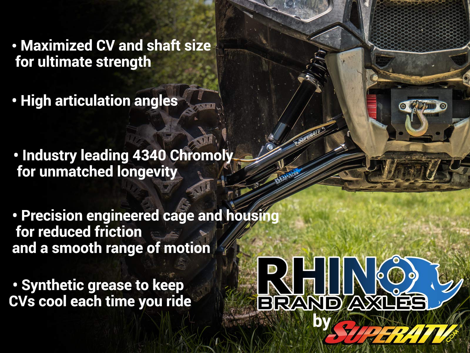 Superatv Rhino Brand Rear Axle For 2019-2020 Polaris Ranger Xp 1000 / Texas Edition/Northstar Edition - 1 Rear Axle - Made Of Ch