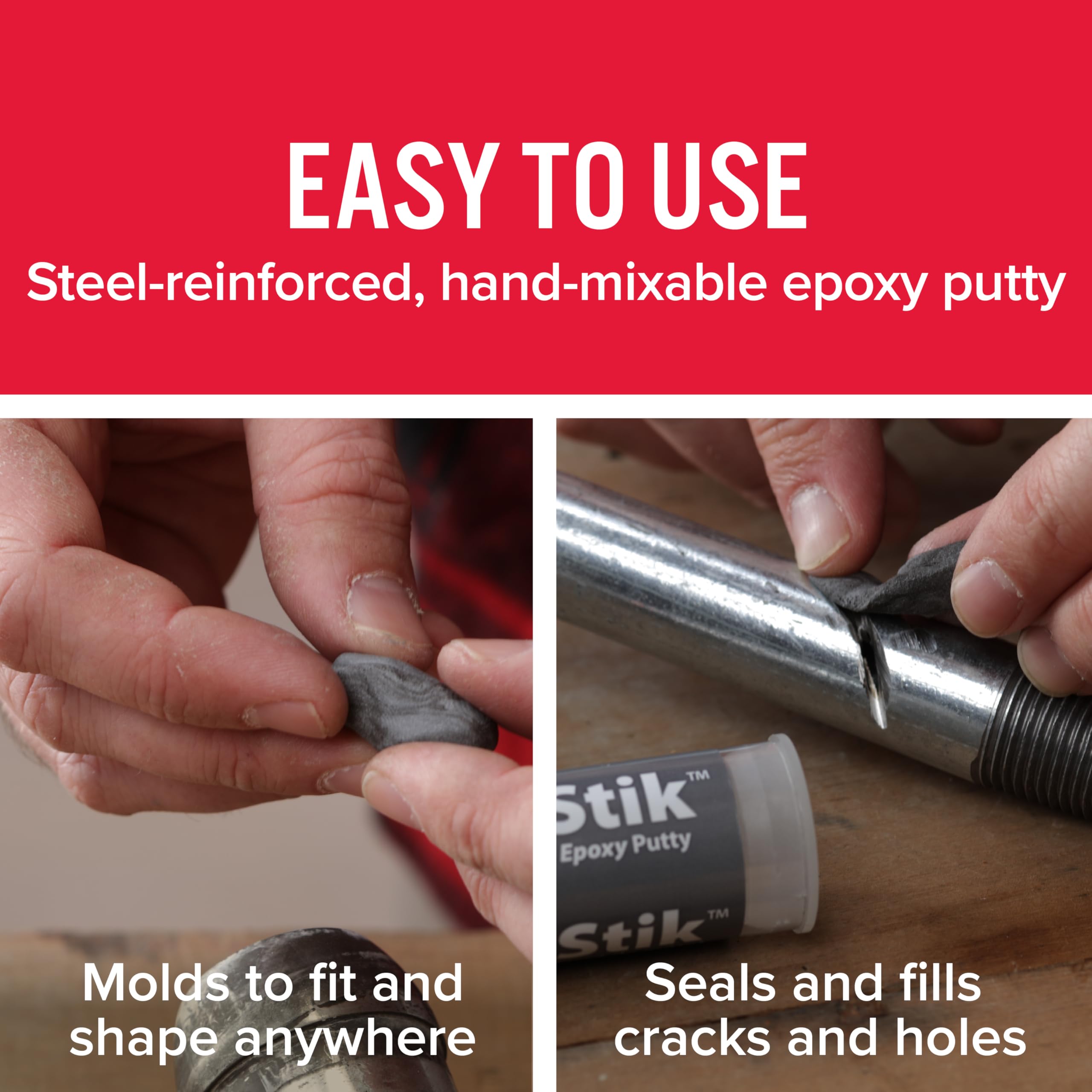 J-B Weld Steelstik, 1 Hour Cure, Steel Reinforced Epoxy Putty Stick - 2 Pack, Dark Grey (8267-2)