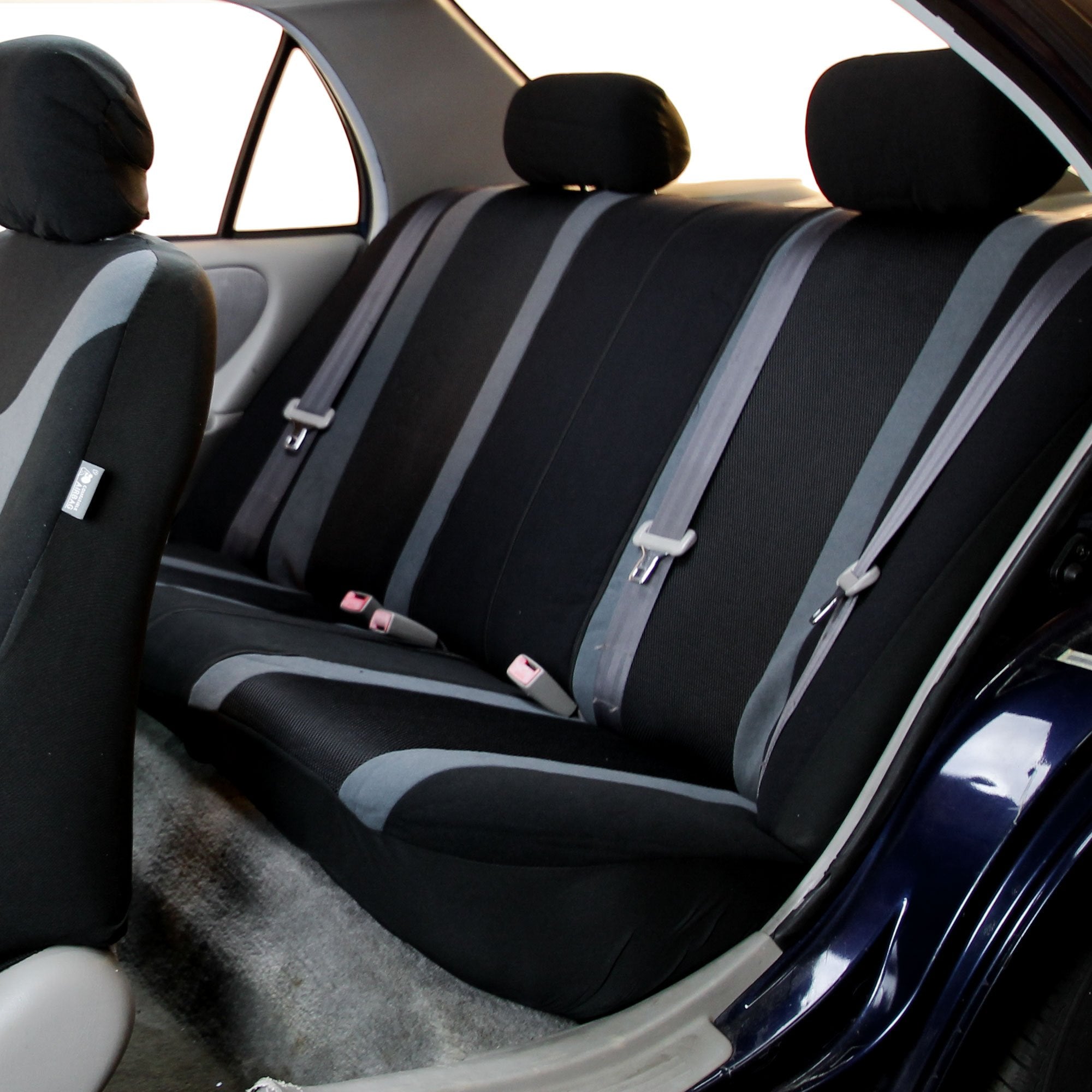 Fh Group Car Seat Covers Sports Full Set Gray Automotive Seat Covers, Airbag Compatible And Split Rear Car Seat Cover Universal