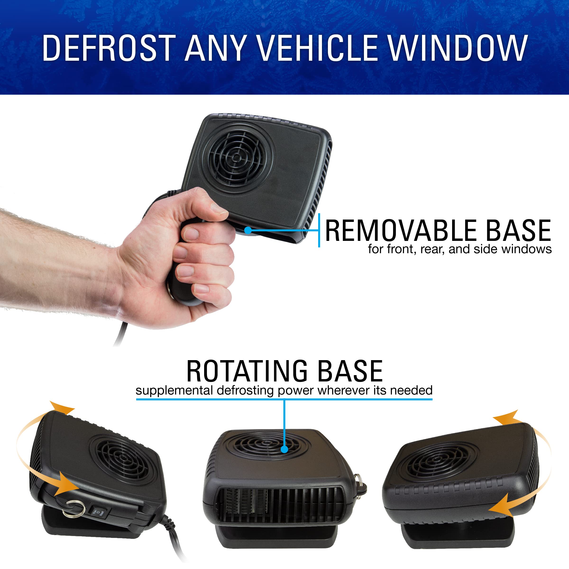 SubZero 12650 Portable 12V Car Window Defroster & Heater - Fast Defogger for SUV, Truck, Jeep, Black