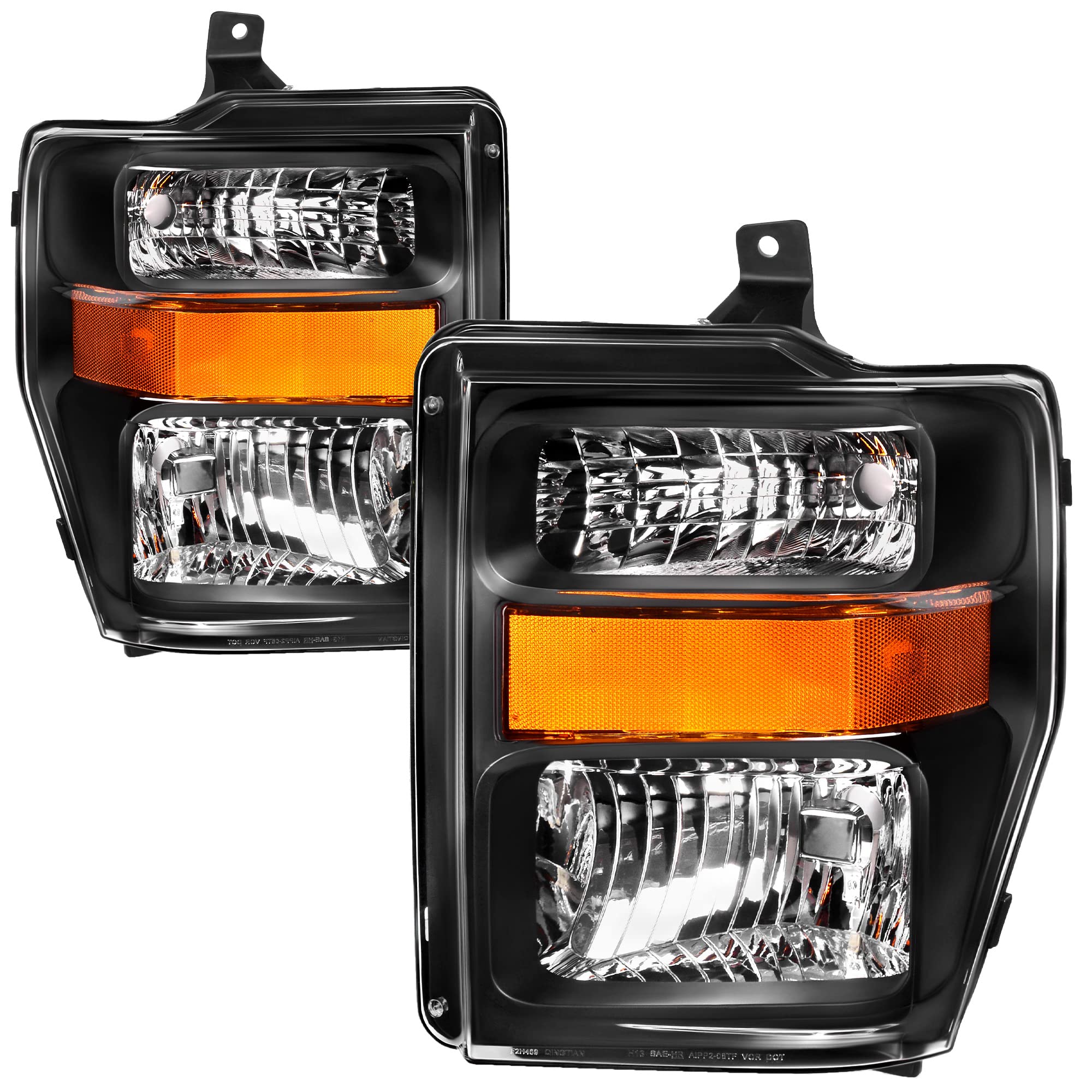 Autosaver88 Headlight Assembly Compatible With 2008-2010 Ford F250 F350 F450 Super Duty Headlamp Chrome Housing Clear Len