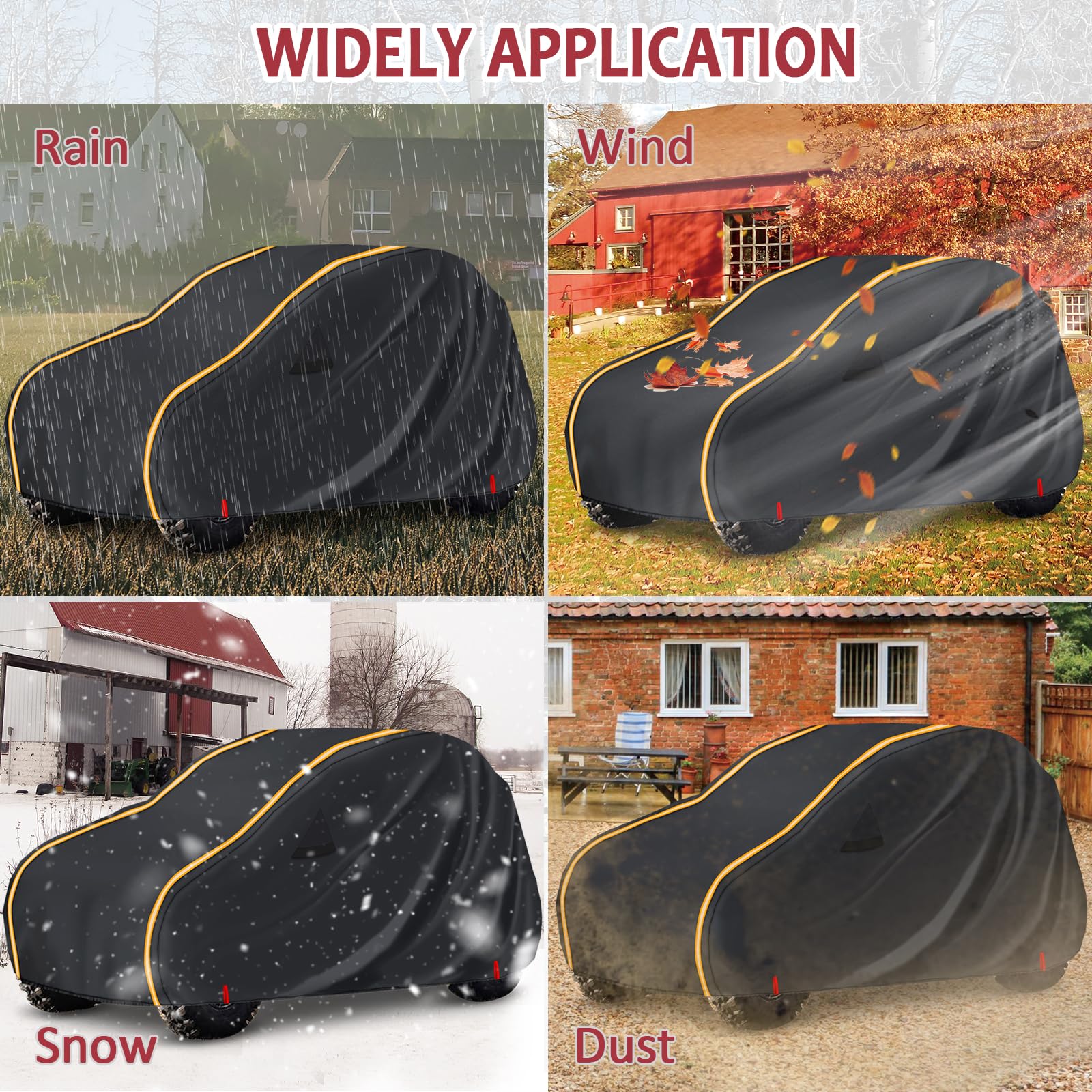 StarknightMT UTV Cover - Heavy-Duty Black 2-3 Seater, 420D Oxford Fabric, Compatible with Can Am, Kawasaki, RZR, Talon, CFMOTO