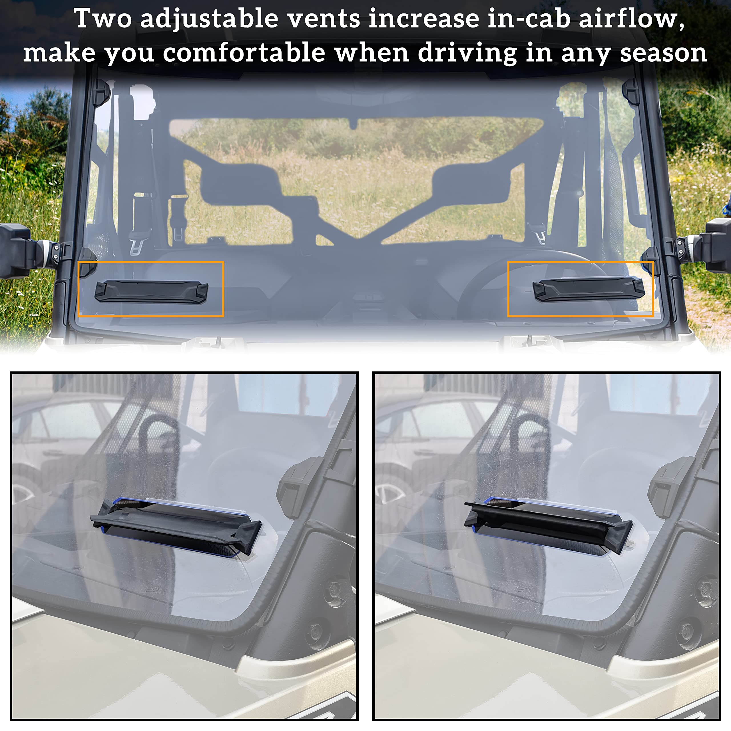 SAUTVS Full Windshield for Ranger XP 1000 | Clear Durable Polycarbonate | Model ZP-YJ-030511-012 | 2017-2025 Compatible