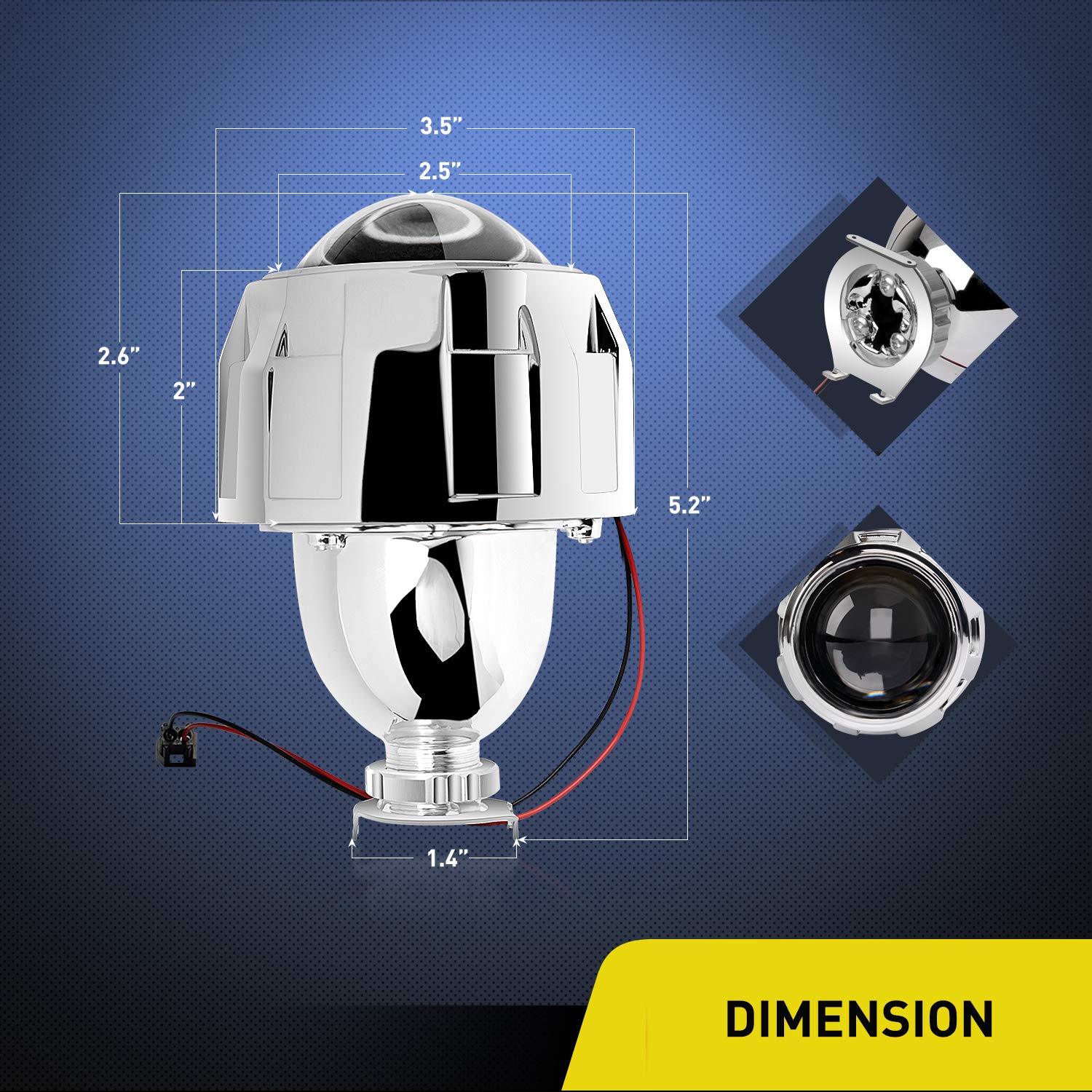 Nilight 2.5'' Lhd H1 Bi-Xenon Hid Projector Lens Low High Beams With Shrouds For H4 H7 H11 9005 9006 9007 H13 Headlight