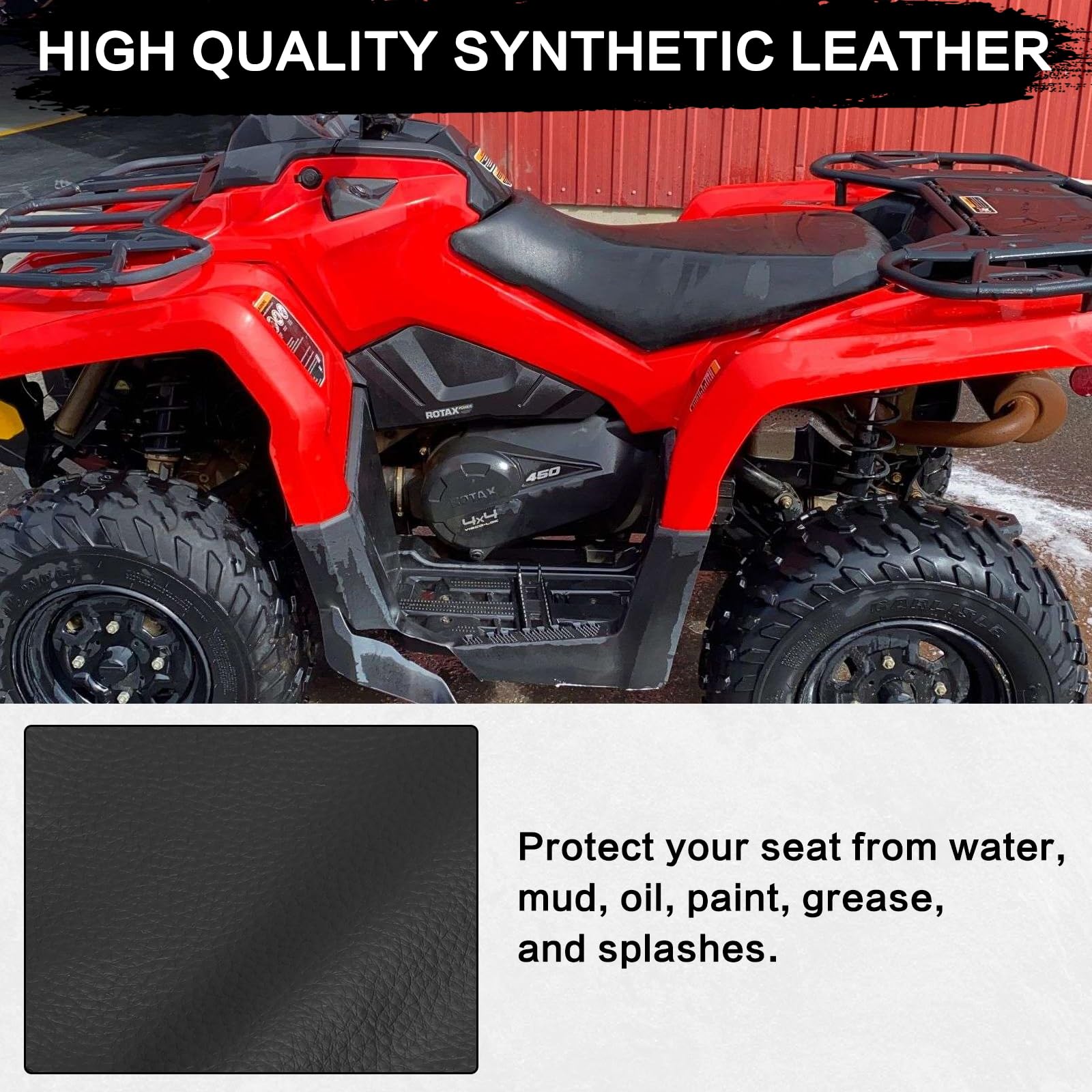 smotrcc Outlander Seat Covers for Can Am Max 450-1000 (2013-2021) - Black Leather, Model USE01003BK