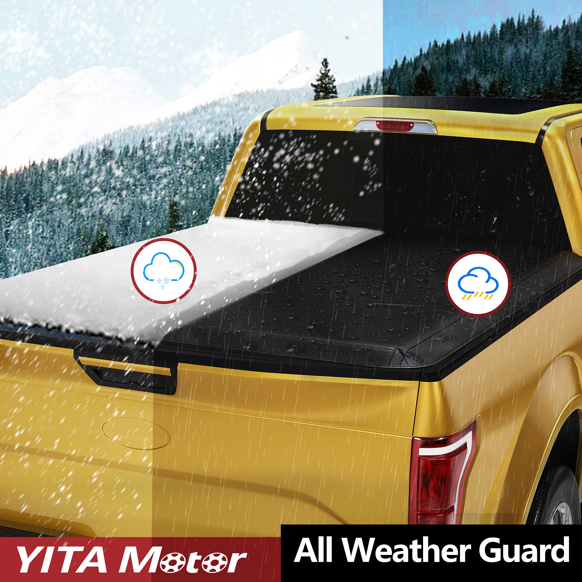 Yitamotor Soft Roll Up Truck Bed Tonneau Cover Compatible With 2009-2014 Ford F-150 (Excl. Raptor Series), Styleside 5.5 Ft Bed