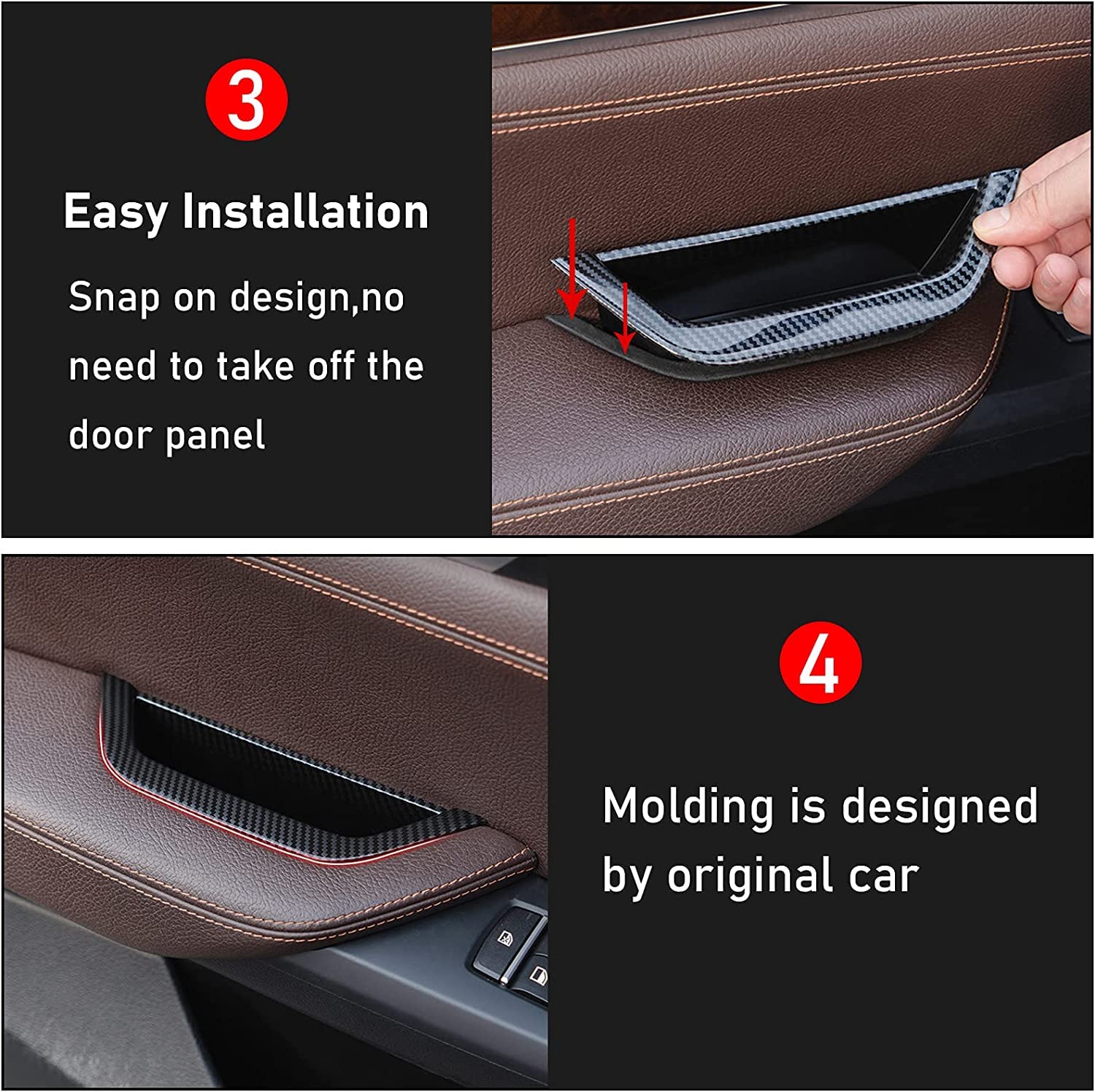 Jaronx Compatible With Bmw X3/X4 Door Handle, Carbon Fiber Pattern Driver Side Door Handle Cover Armrest Handle Cover Door Handle Compartment Compatible With Bmw X3 F25 2010-2016, X4 F26 2014-2017