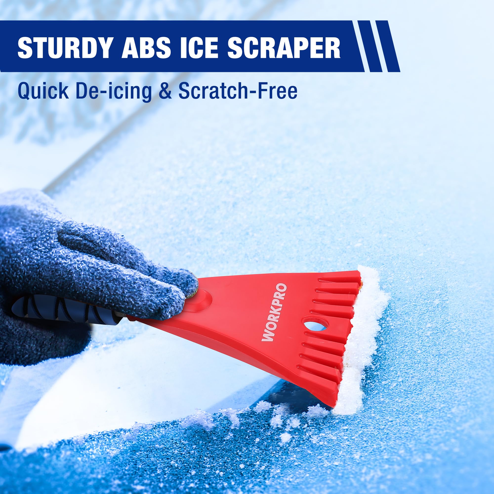 WORKPRO 27'' Snow Brush and Ice Scraper for Car Windshield, Car Snow Brush and Ice Scraper with Foam Grip, 2-in-1 Detachable Sno