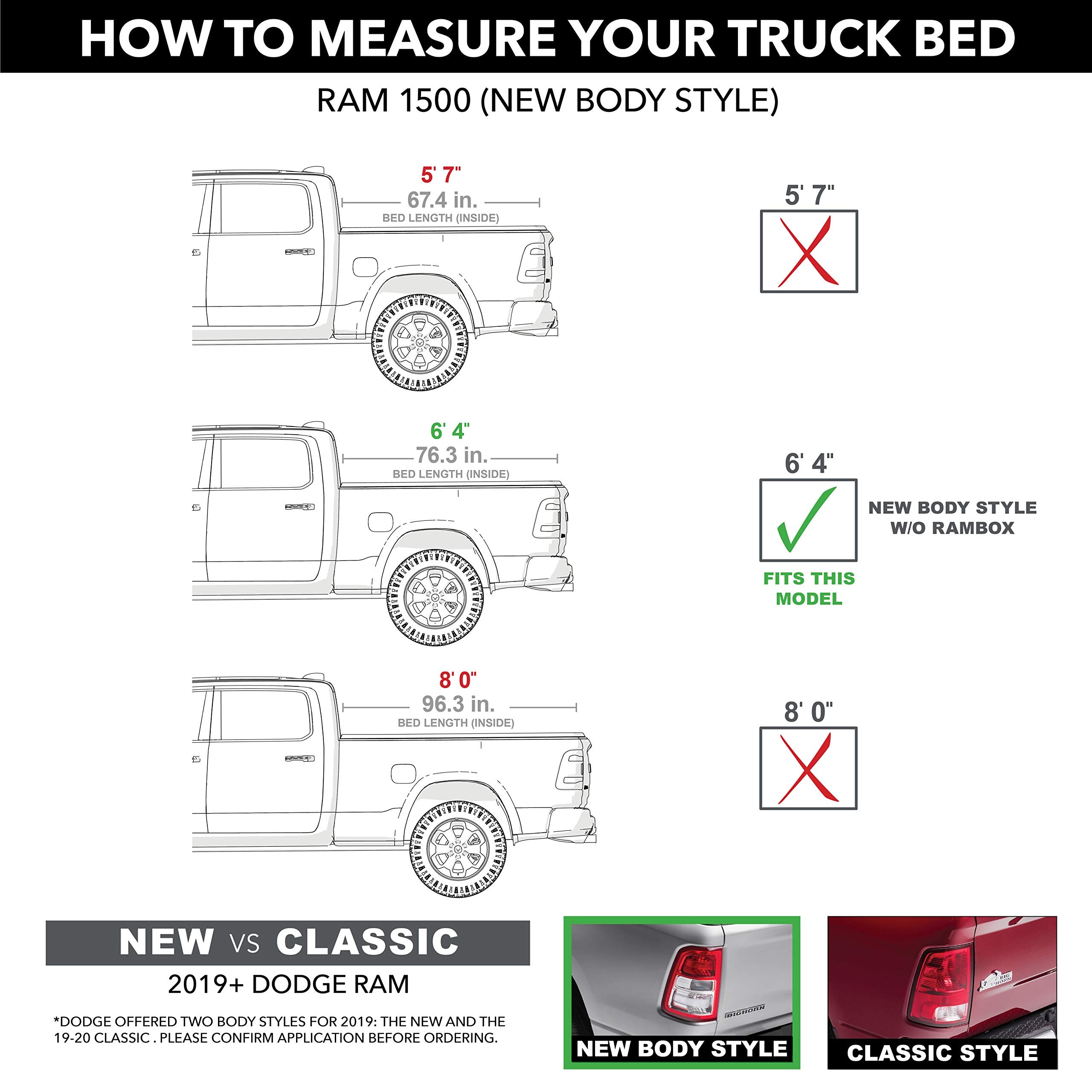 Gator Etx Soft Tri-Fold Truck Bed Tonneau Cover | 59422 | Fits 2019 - 2025 Dodge Ram W/O Multifunction (Split) Tailgate 6' 4'' B
