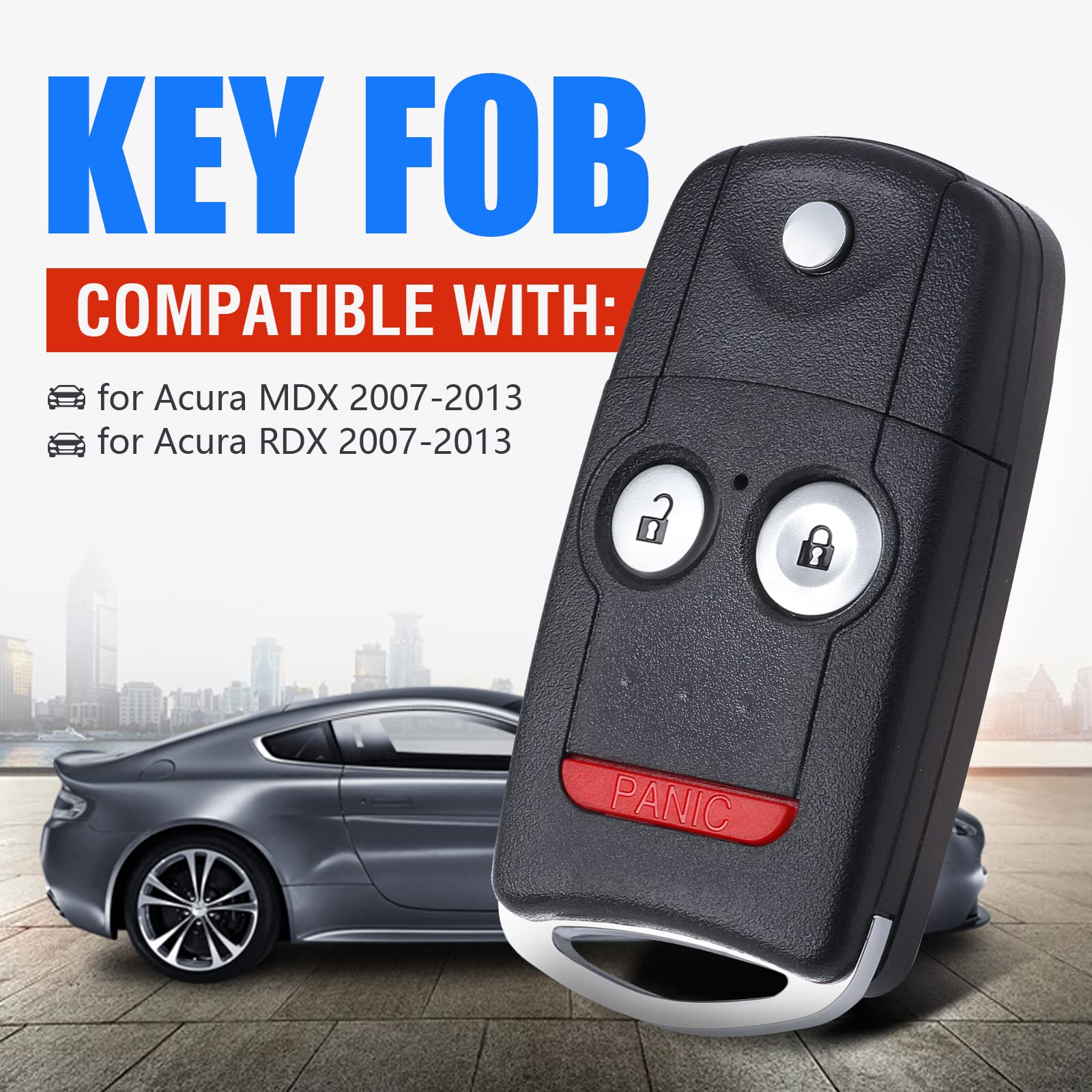Keymall Car Key Fob Keyless Entry Remote Replacement For Acura Mdx/Rdx 2007 2008 2009 2010 2011 2012 2013 Fcc Id:N5F0602A1A P/N:35111-Stx-325/327 3 Buttons…