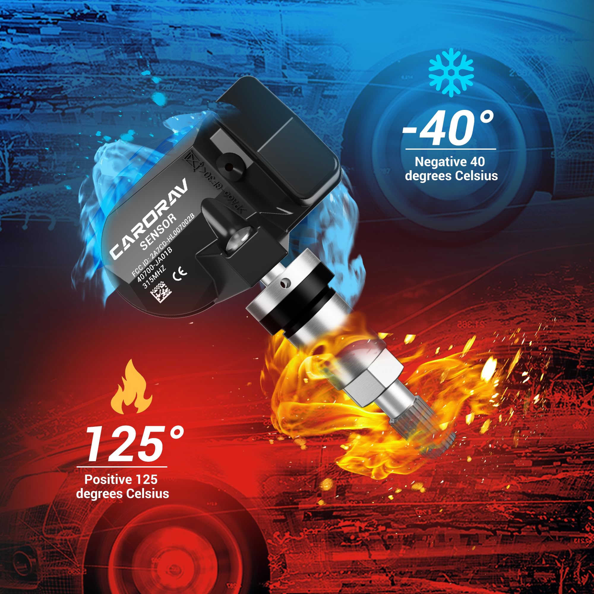 CARORAV 4-Pack Tire Pressure Monitoring System Sensor TPMS Compatible for Nissan 350z Altima Versa Infiniti, 315MHz TPMS Sensor