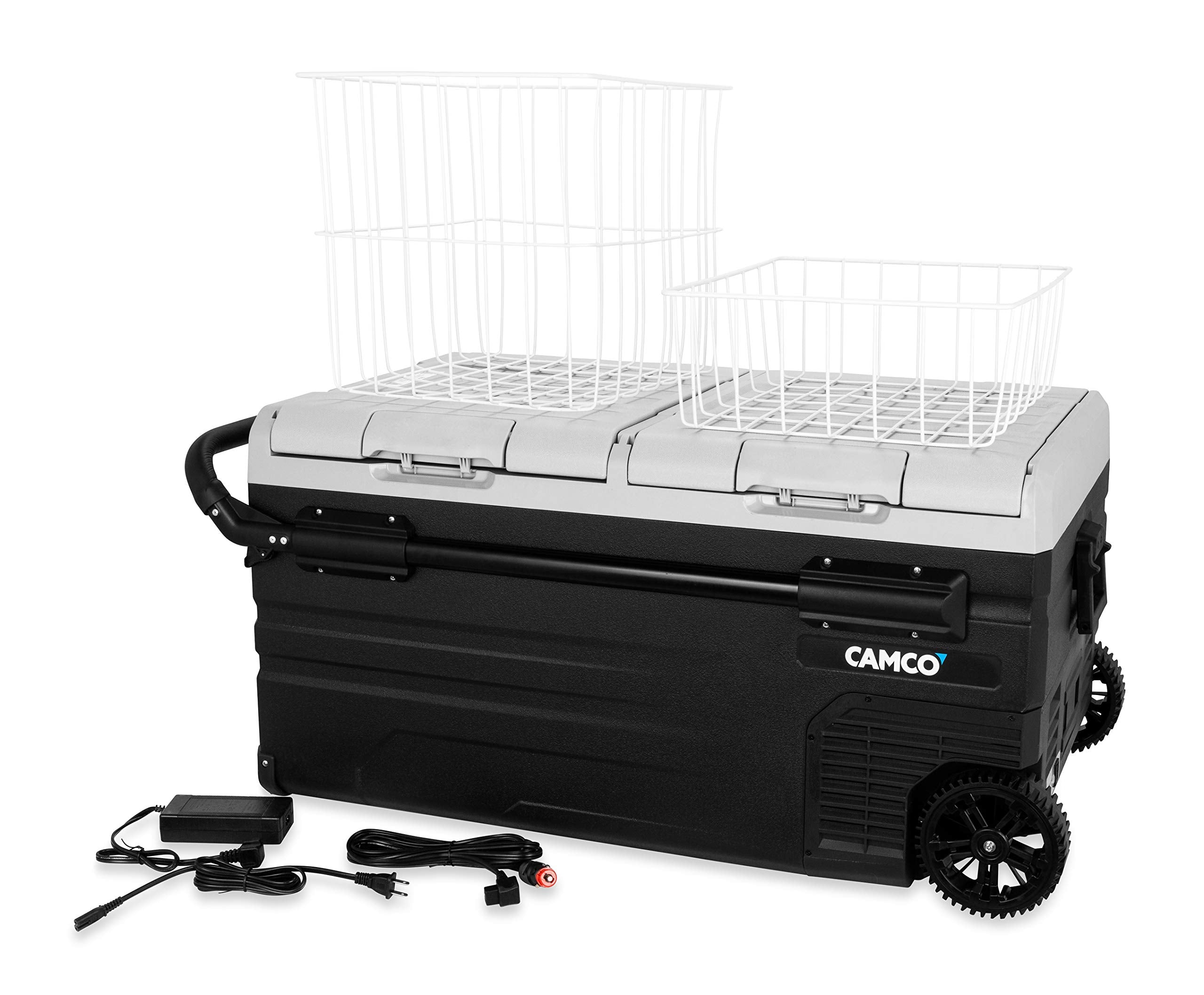 Camco 51522 Cam-950 Portable Refrigerator, Ac 110V/Dc 12V Compact Fridge/Freezer With Dual Zone Cooling, 95-Liter - Keeps Food A