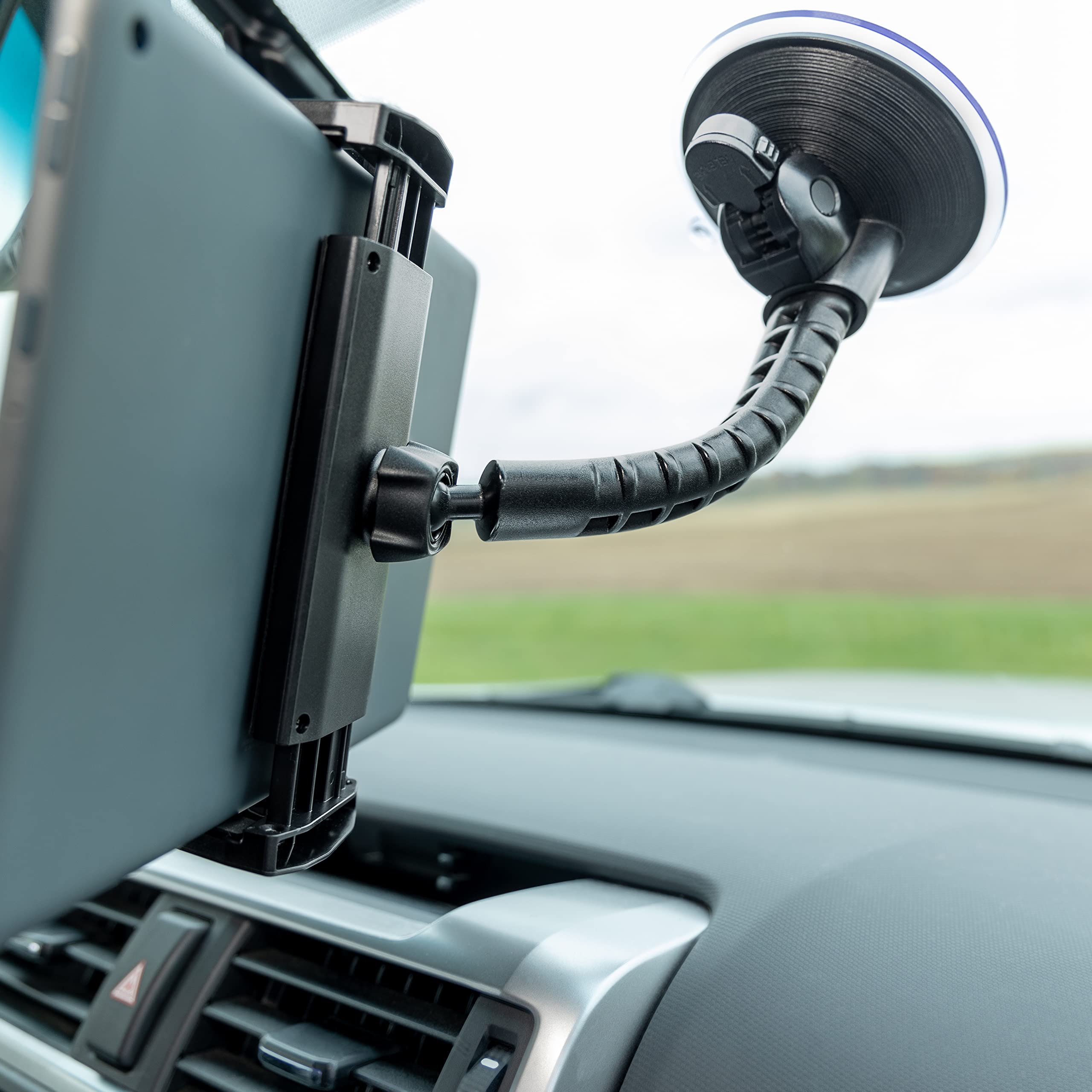 Cummins Tablet Mount CMNWSTBLT - Suction Cup Holder for Car Window/Dash, Black, Universal Compatibility, Durable Plastic