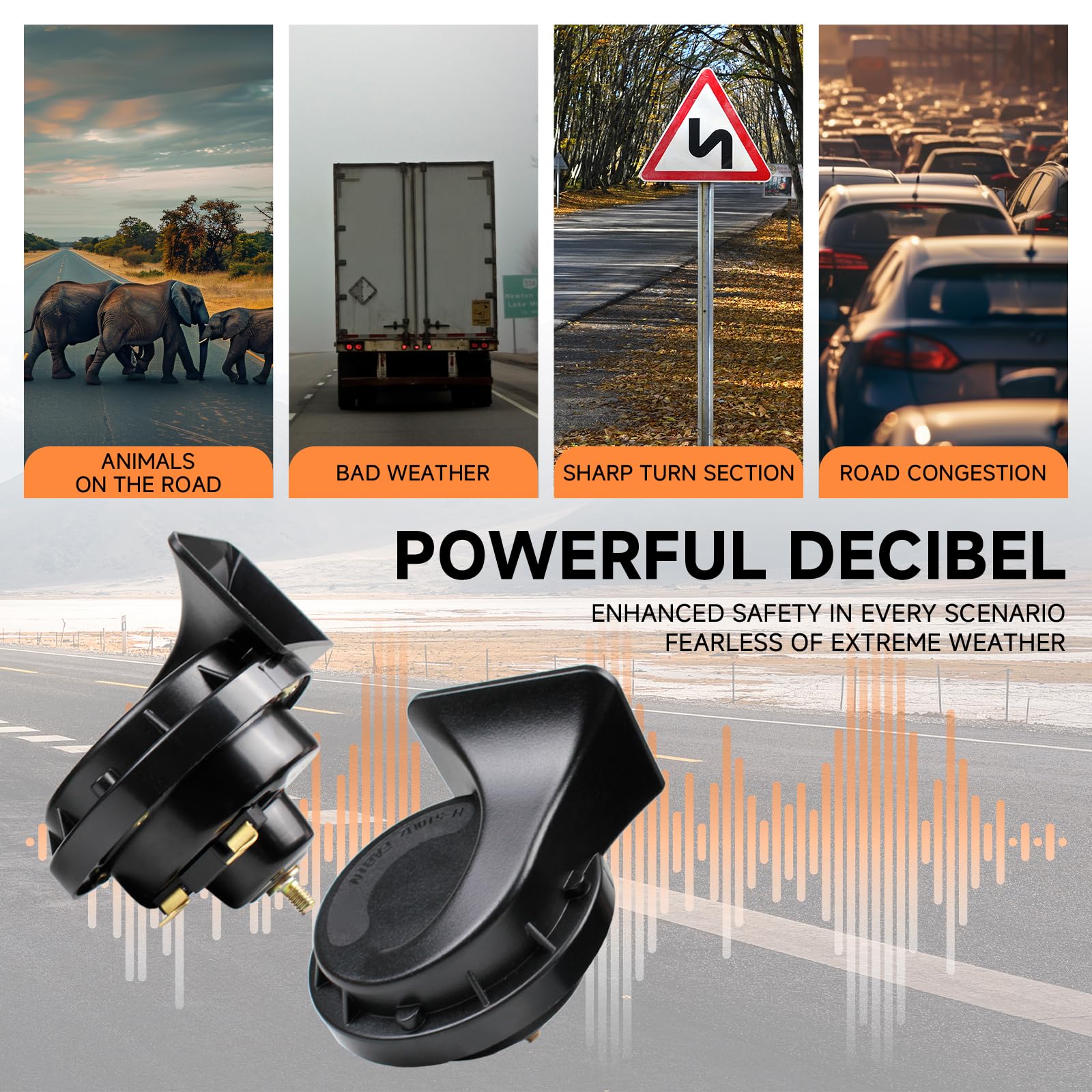 Farbin Horns Truck Horn 24V Car Horn Loud Dual-Tone Train Horn Waterproof Electric Snail Horn Kit Universal For Any 24V Vehicles