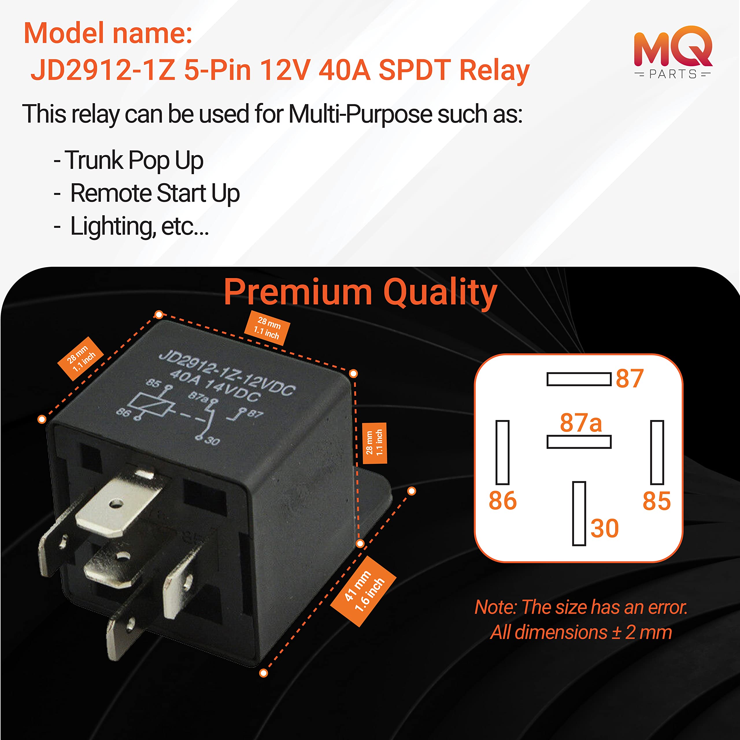 3 Packs 00432101 5-Pin 12V 40A Multi-Purpose Relay Heavy Duty Relay by MQparts - Replaces 109748 430-300 00432100 109748X - Comp