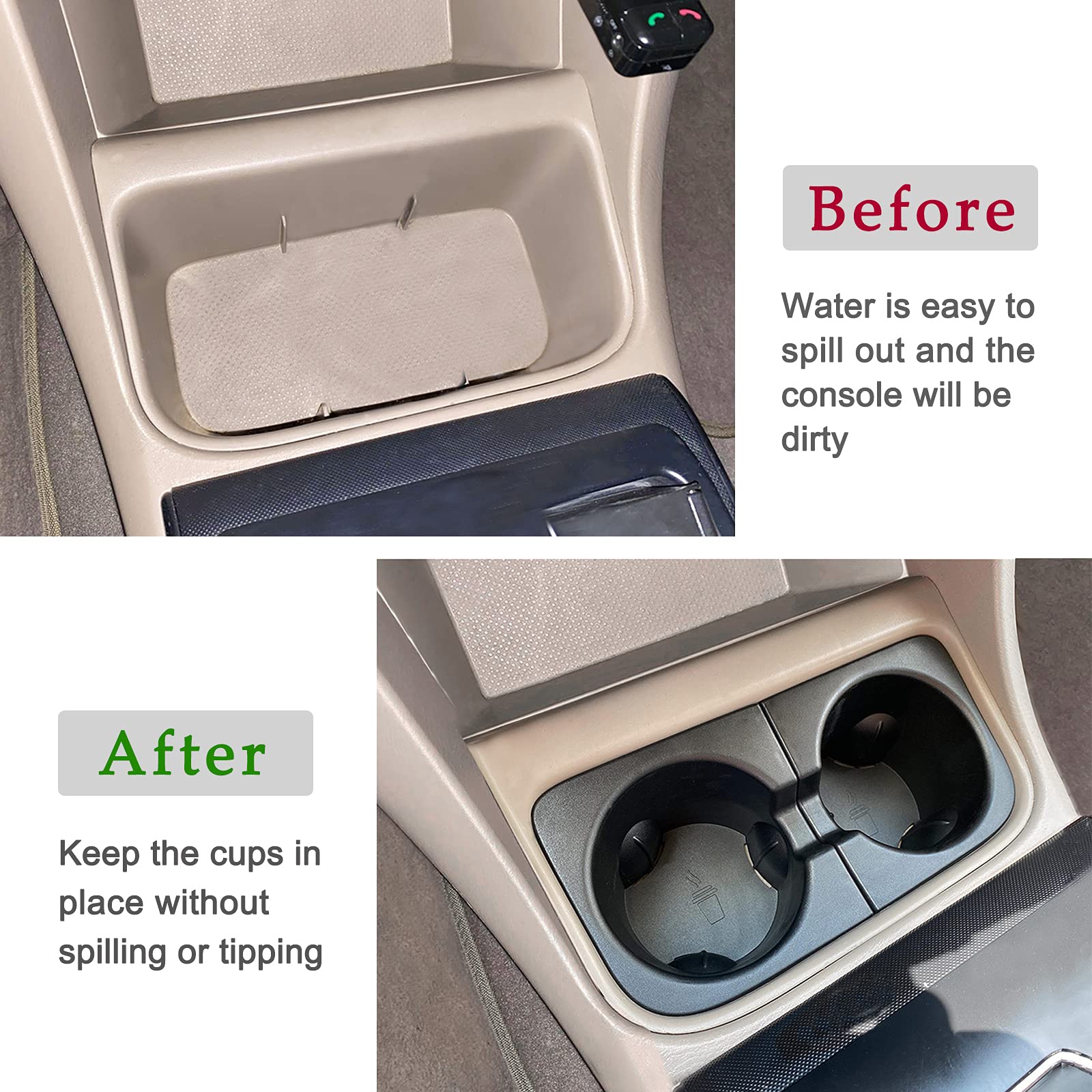 JDMCAR Cup Holder Inserts for Toyota Tacoma 2005-2015, Durable Black TPE Plastic Rubber Accessories