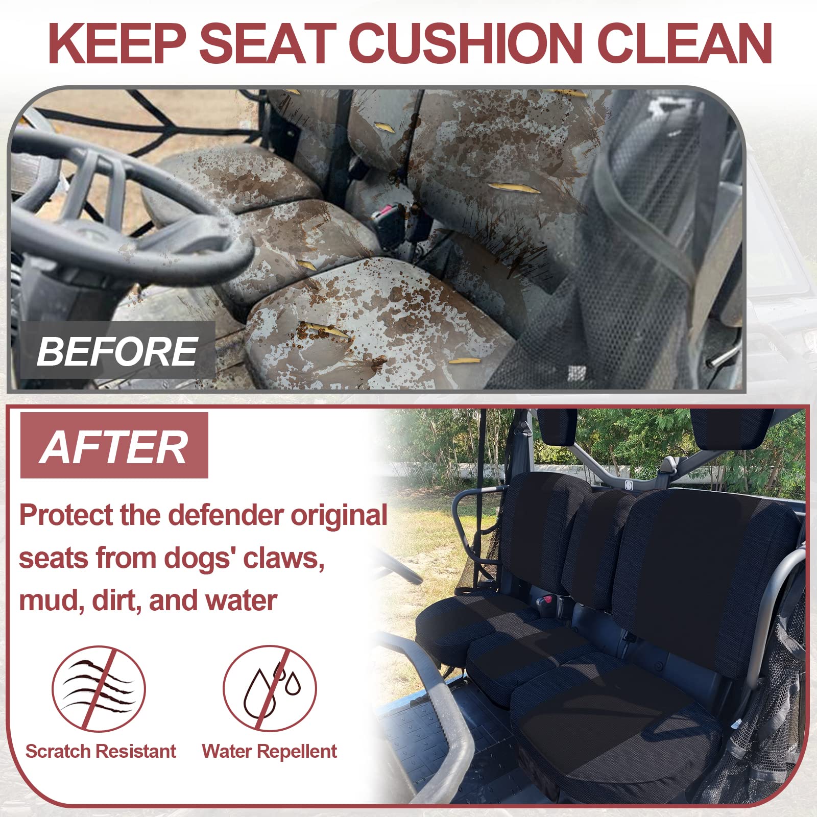 Starknightmt Utv Defender Seat Cover, Waterproof Dustproof Seat Covers Black Compatible With Can Am Defender Dps Max 6X6 Pro 201