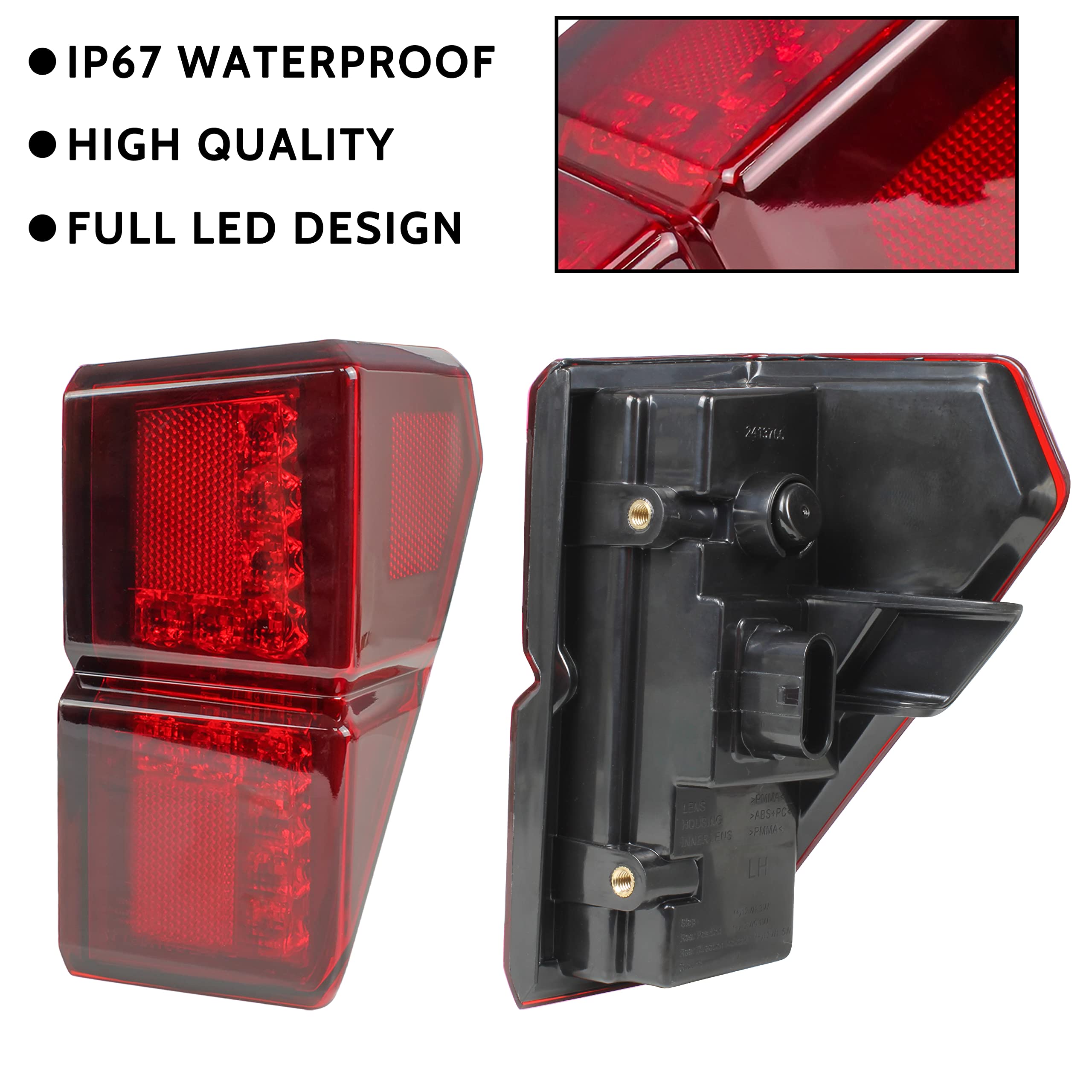 LED Tail Lights for Ranger XP 1000 18-24, Red Rear Brake Stop Lamp Taillights for Polaris Ranger XP 1000/ Crew XP 1000/ Ranger 1