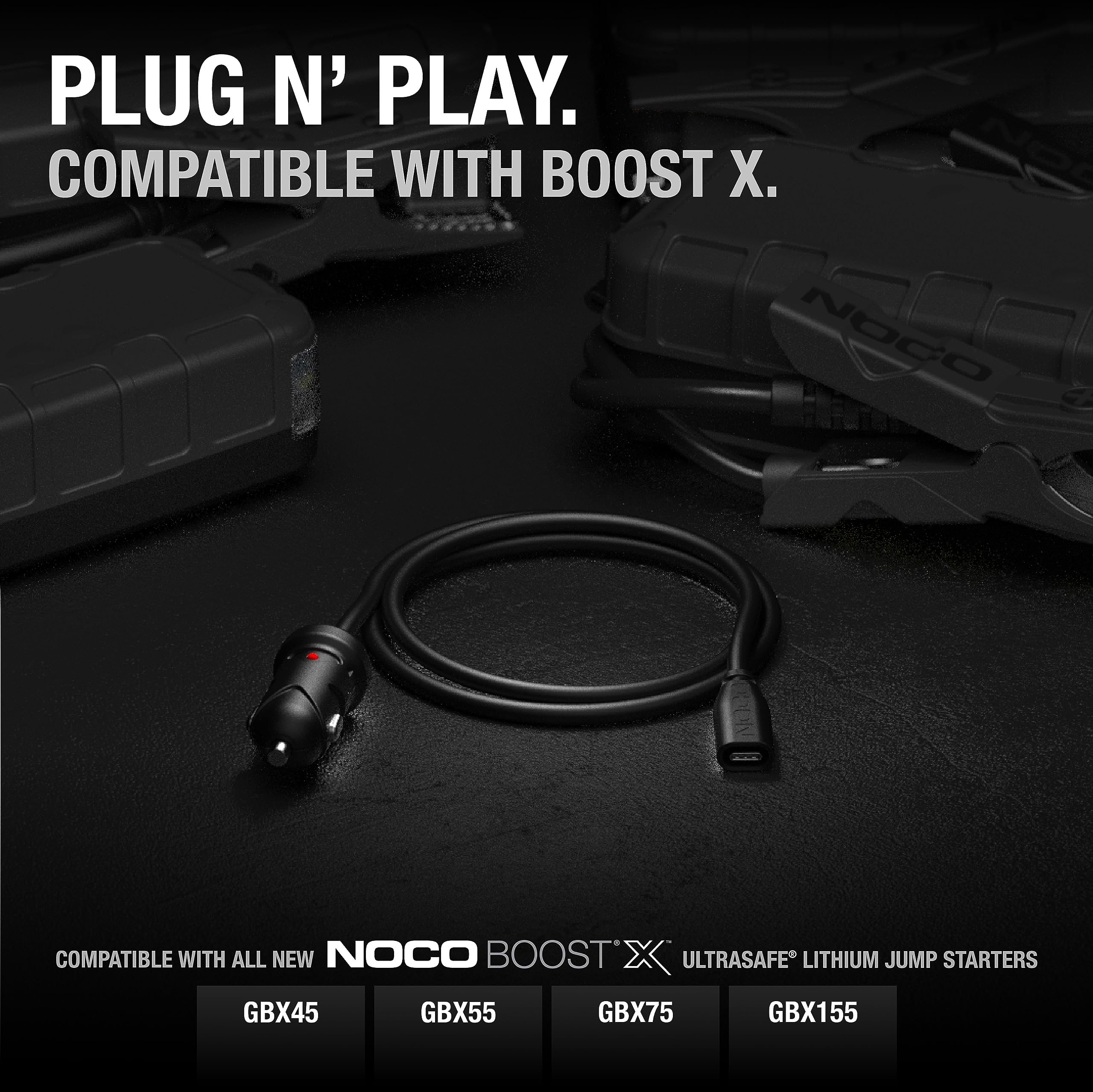 NOCO GBC011 65W 12V Car Charger for GBX45/GBX55/GBX75/GBX155 - Black, One Size, UltraSafe Lithium Jump Starter Access