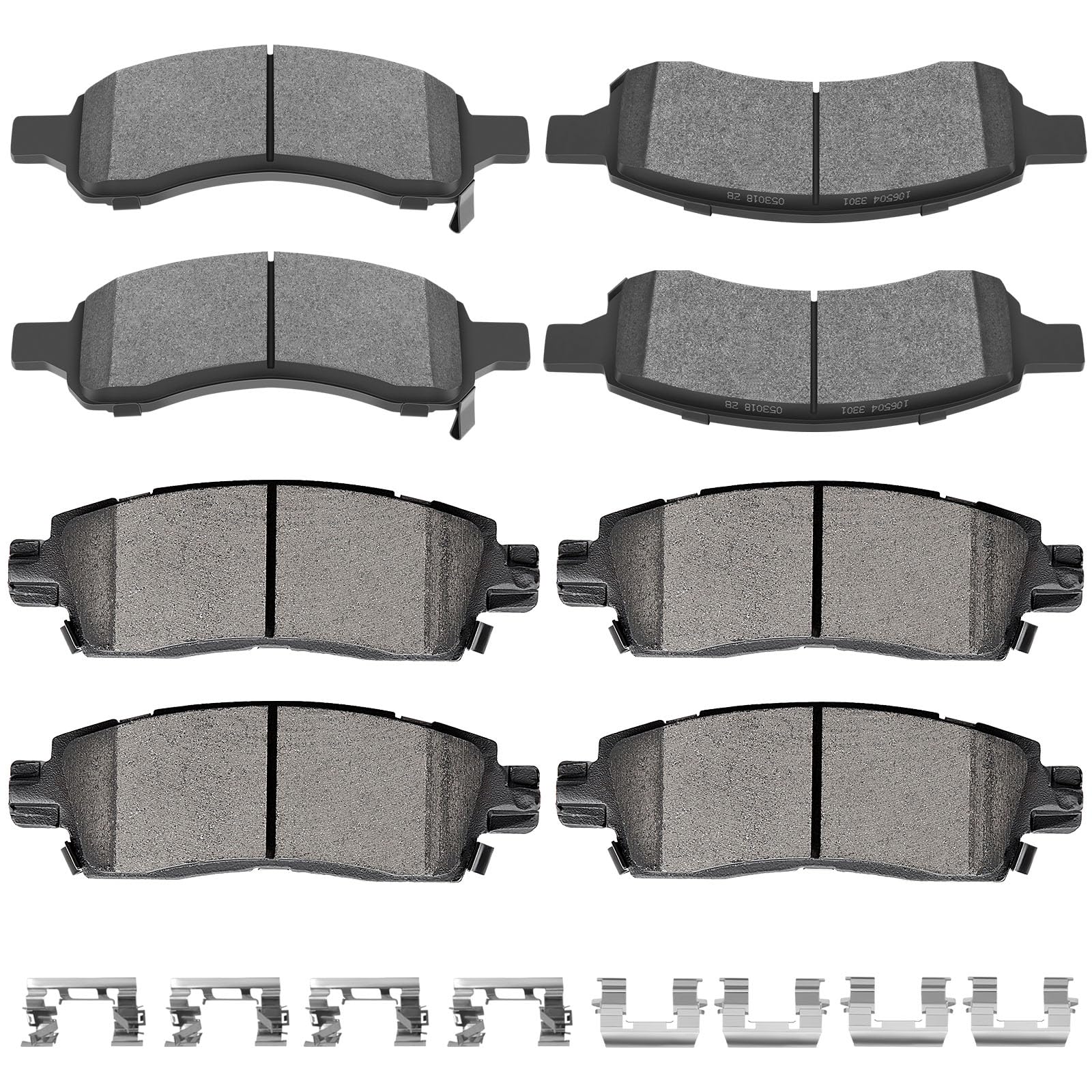 Ceramic Brake Pads Kits,Scitoo 8Pcs Disc Brakes Pads Set Fit For 2008-2017 For Buick Enclave, 2009-2017 For Chevy Traverse, 2007